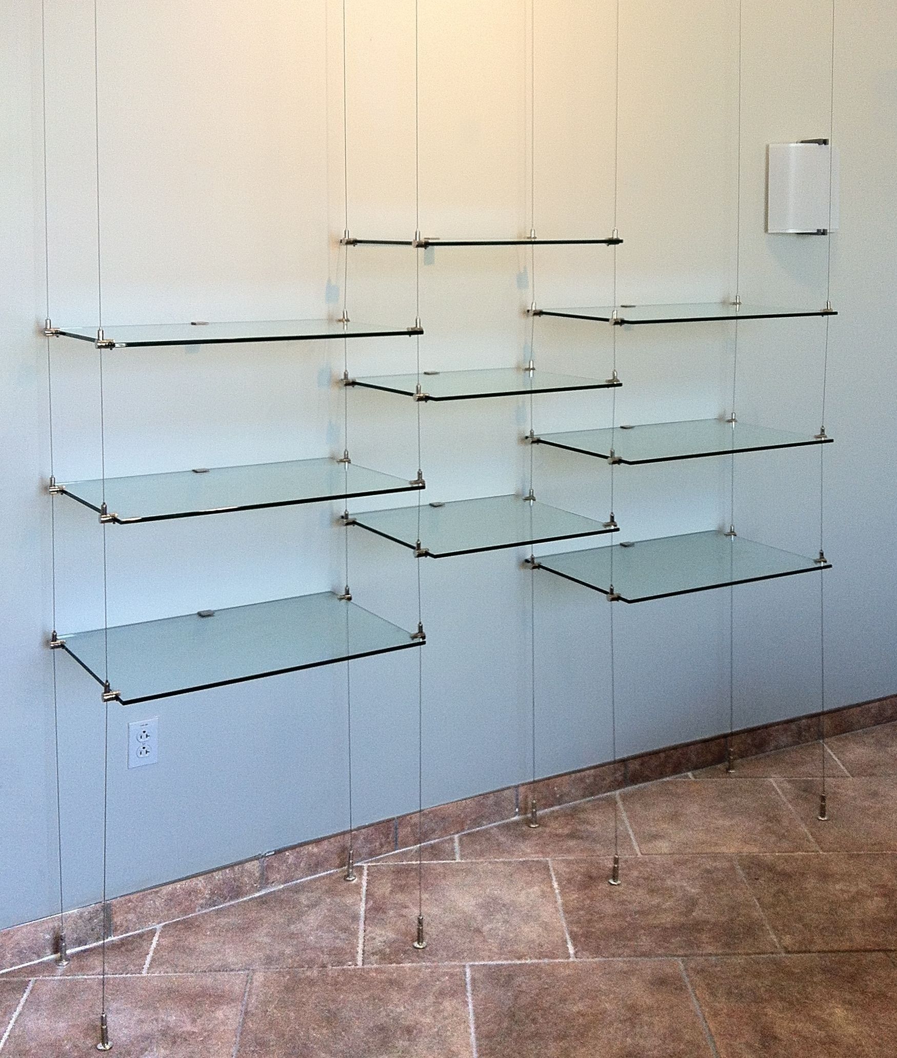 Ceiling Hanging Shelves Kitchen Kitchen Shelf Glass On Stainless Within Suspended Glass Shelving (Photo 8 of 12)