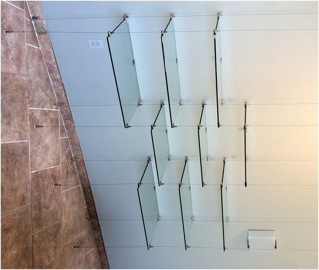 Ceiling Suspended Glass Shelf Shelving System Hanging Contemporary Inside Glass Suspension Shelves (Photo 2 of 15)