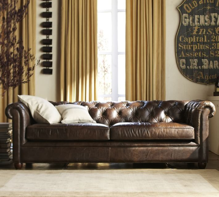 Chesterfield Leather Sofa Pottery Barn Within Tufted Leather Chesterfield Sofas (Photo 3 of 15)