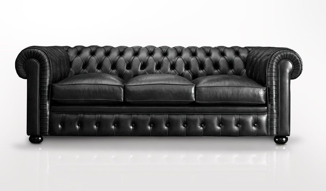 Chesterfield Sofa Leather 3 Seater Black Bv Inside Chesterfield Black Sofas (Photo 2 of 15)