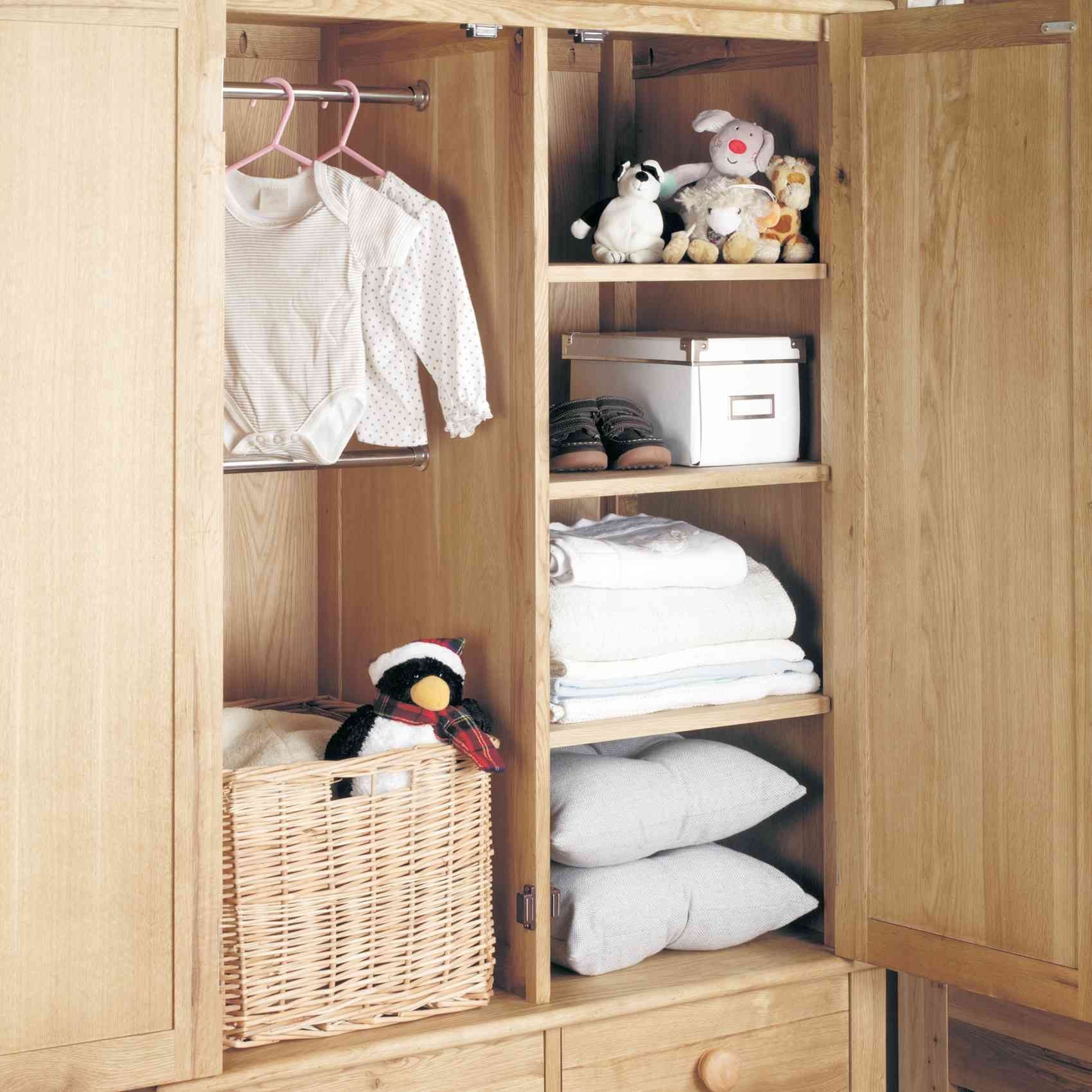 Childrens Oak Double Wardrobe Hampshire Furniture Intended For Wardrobe Double Hanging Rail (Photo 9 of 15)