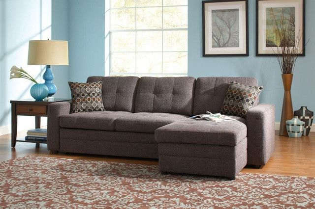 Coaster Small Chenille Storage Sectional Sofa Left Chaise Sleeper Throughout Sectional Sleeper Sofas With Chaise (View 9 of 15)