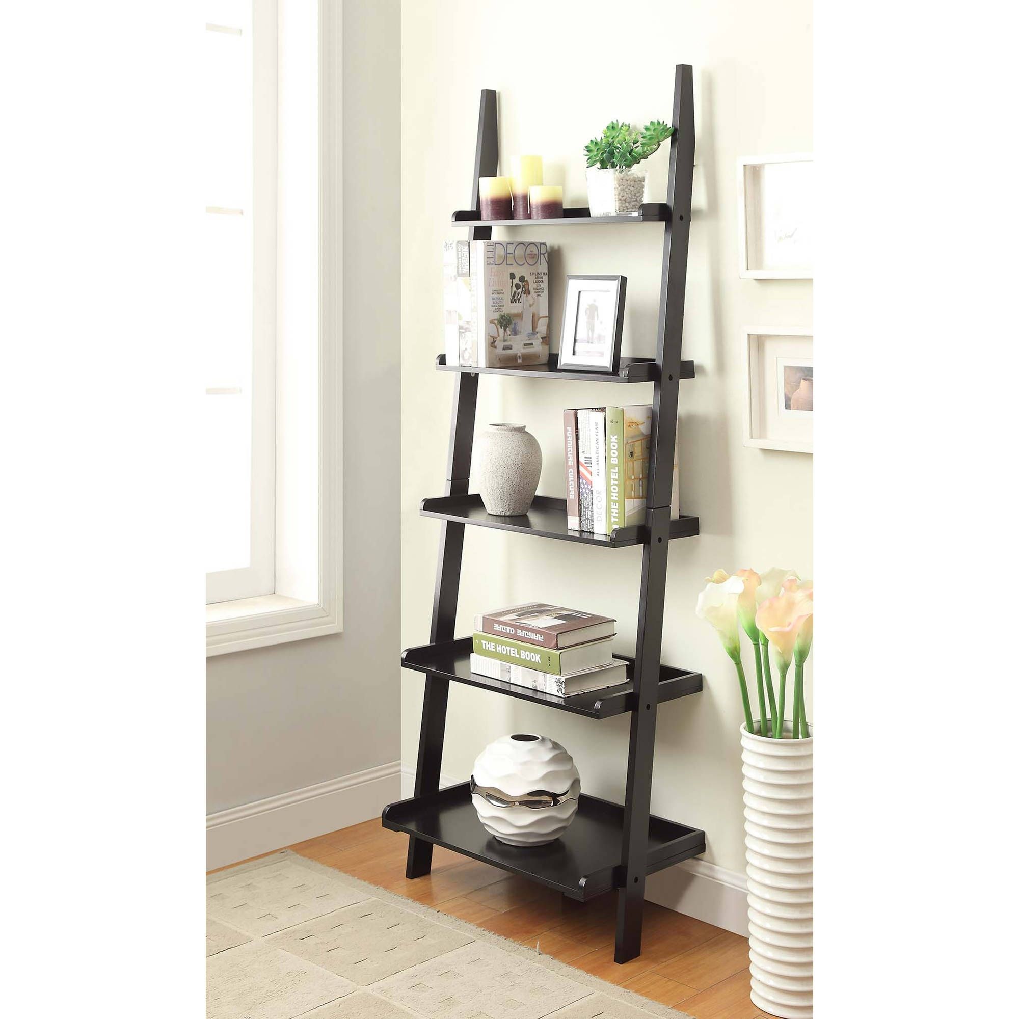 Convenience Concepts American Heritage 5 Shelf Ladder Bookcase Throughout Ladder Shelves (Photo 1 of 15)