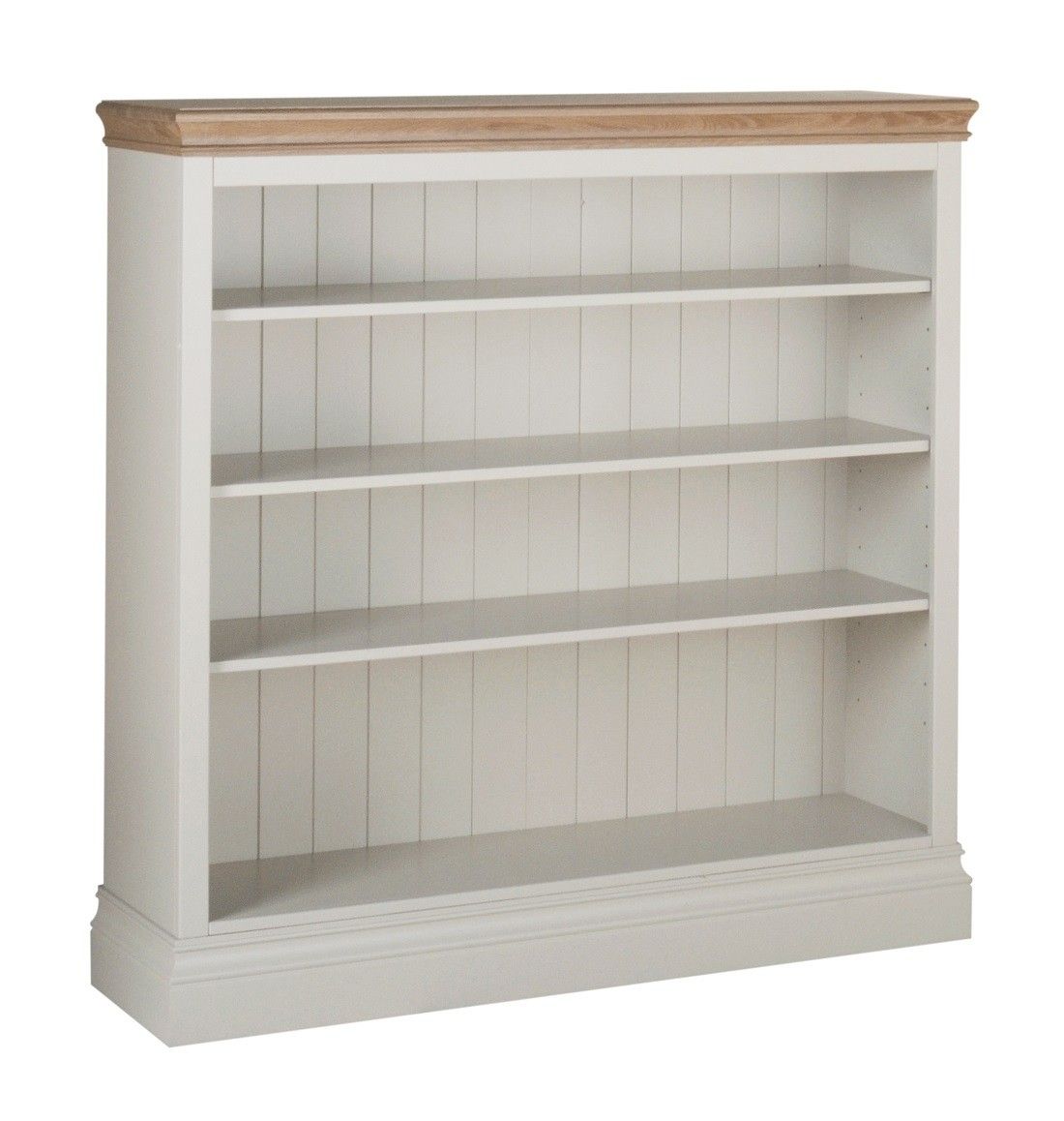 Country Oak And Painted Wide 4ft Bookcase Oak Furniture Uk For Painted Oak Bookcase (Photo 5 of 15)