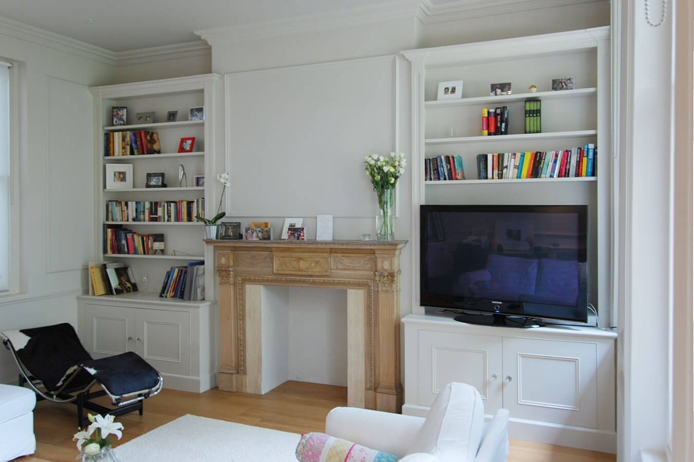 Custom Made Living Rooms Display Tv And Media Units Within Fitted Shelves And Cupboards (Photo 6 of 12)