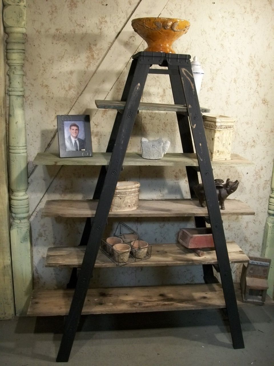 Decorative Ladder Shelf A Frame Wooden Shelf Pertaining To Ladder Shelves (Photo 15 of 15)