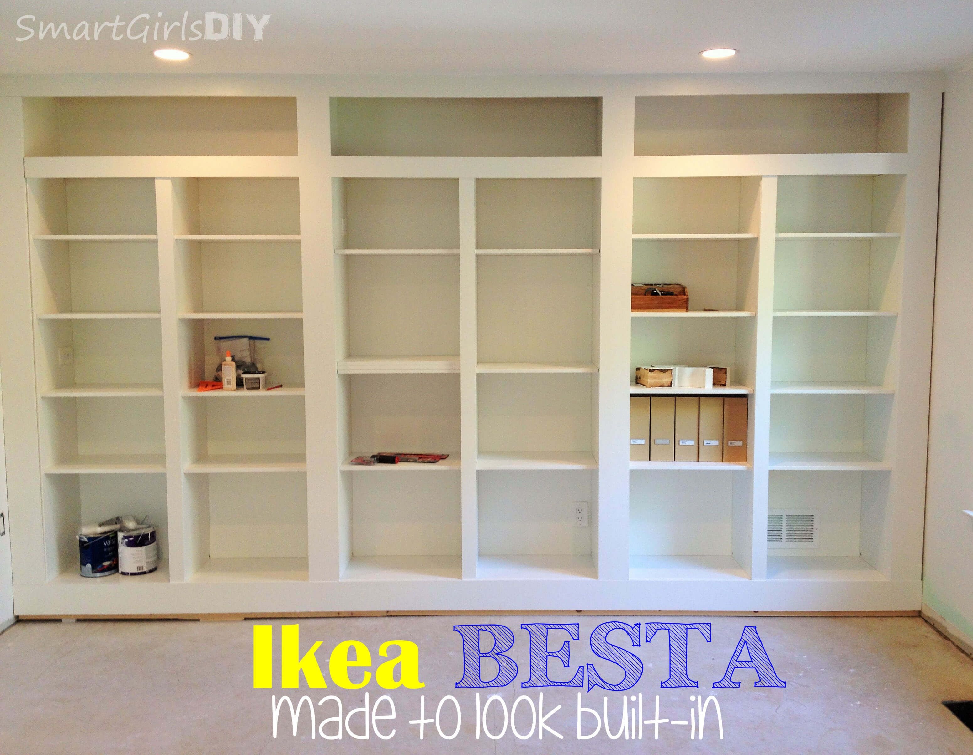Diy Built In Bookshelves Using Ikea Besta Family Room 8 Within Made Bookcase (Photo 13 of 15)