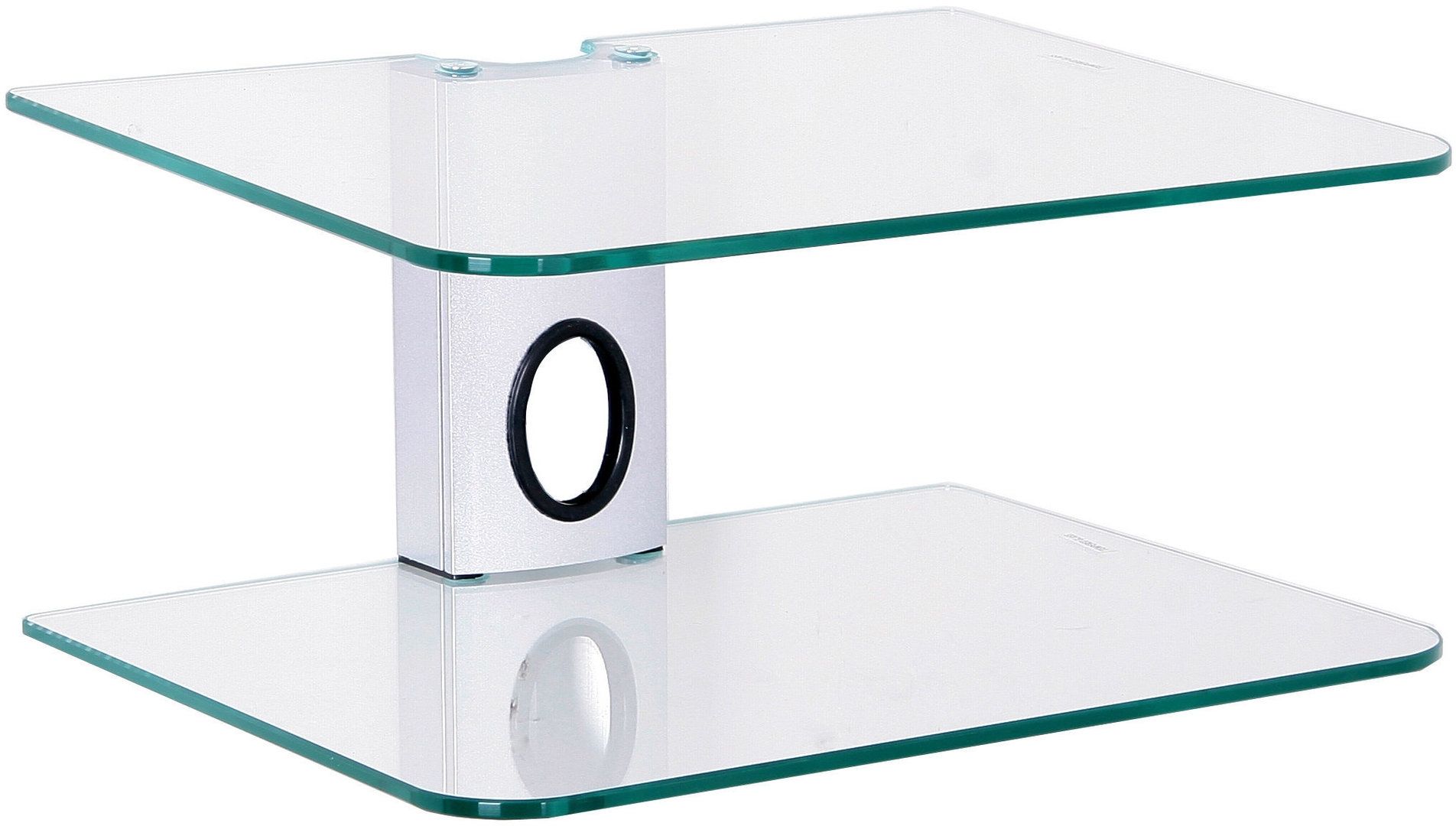 Dvd Mount 2 Clear Floating Glass Shelves Dvd Bracket Silver With Regard To Clear Glass Floating Shelves (Photo 4 of 15)