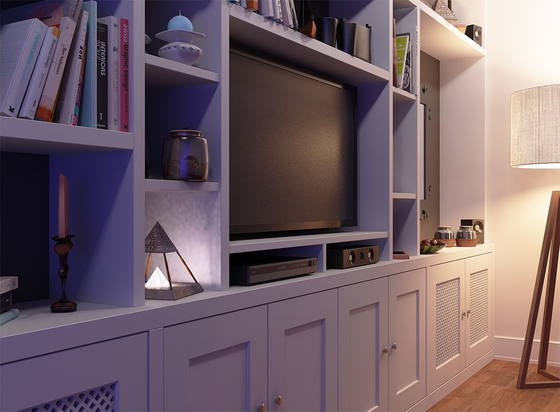 Fitted Bookcase Around Tv Unit Chelsea Within Built In Wardrobes With Tv Space (View 4 of 10)