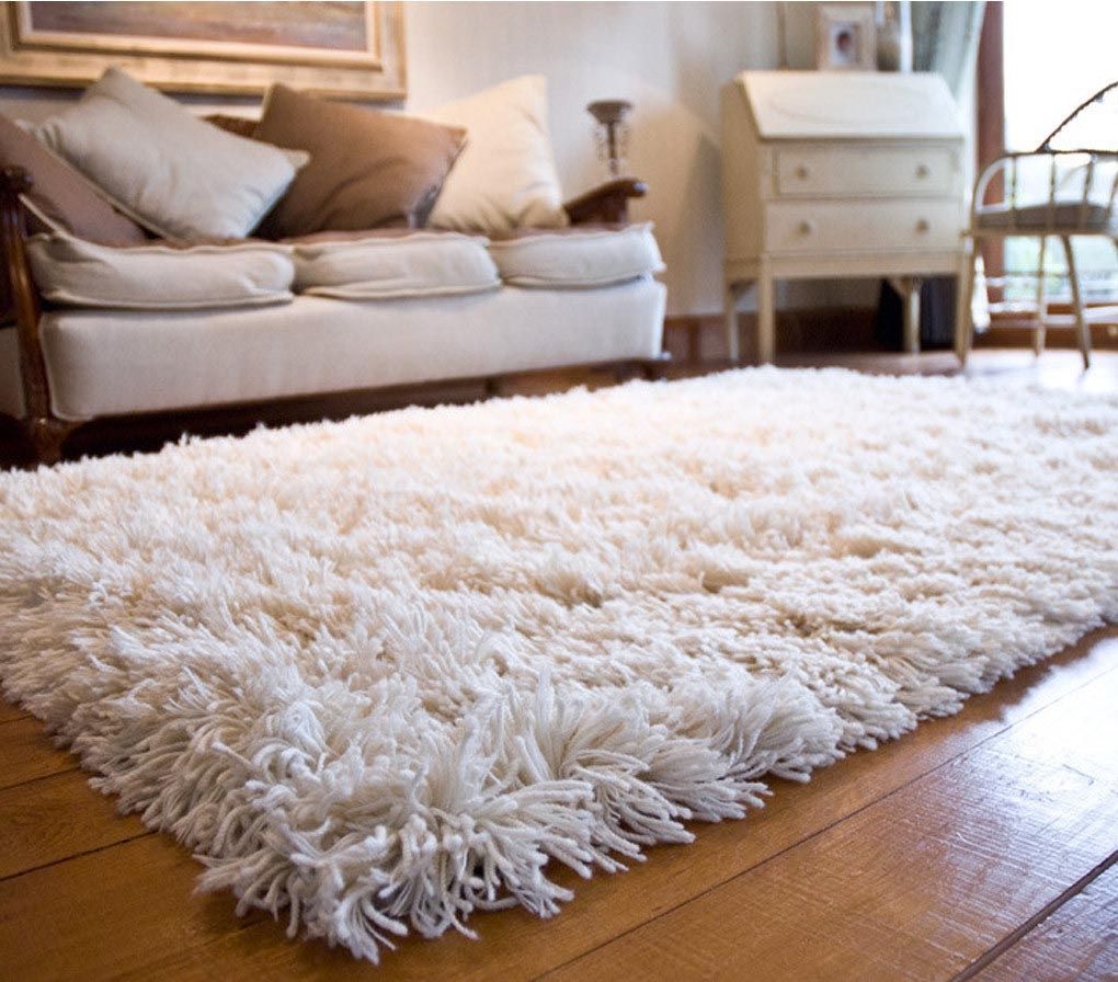 Flokati Area Rug 5×7 Natural Wool White Heavy Soft Shag Carpet Within Wool Shag Area Rugs (View 3 of 15)