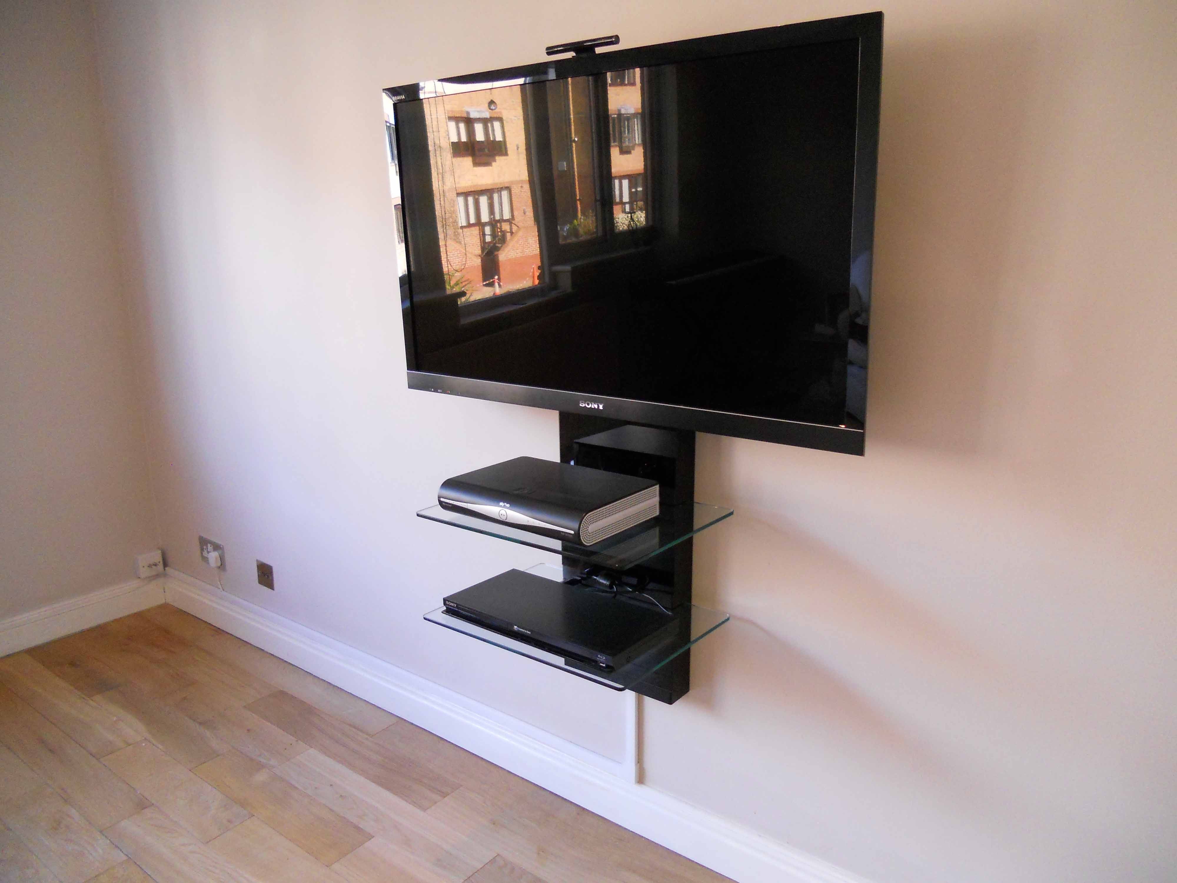 Furniture Inspiring Ideas Of Floating Shelf Under Tv To Create With Black Glass Floating Shelves (View 6 of 12)