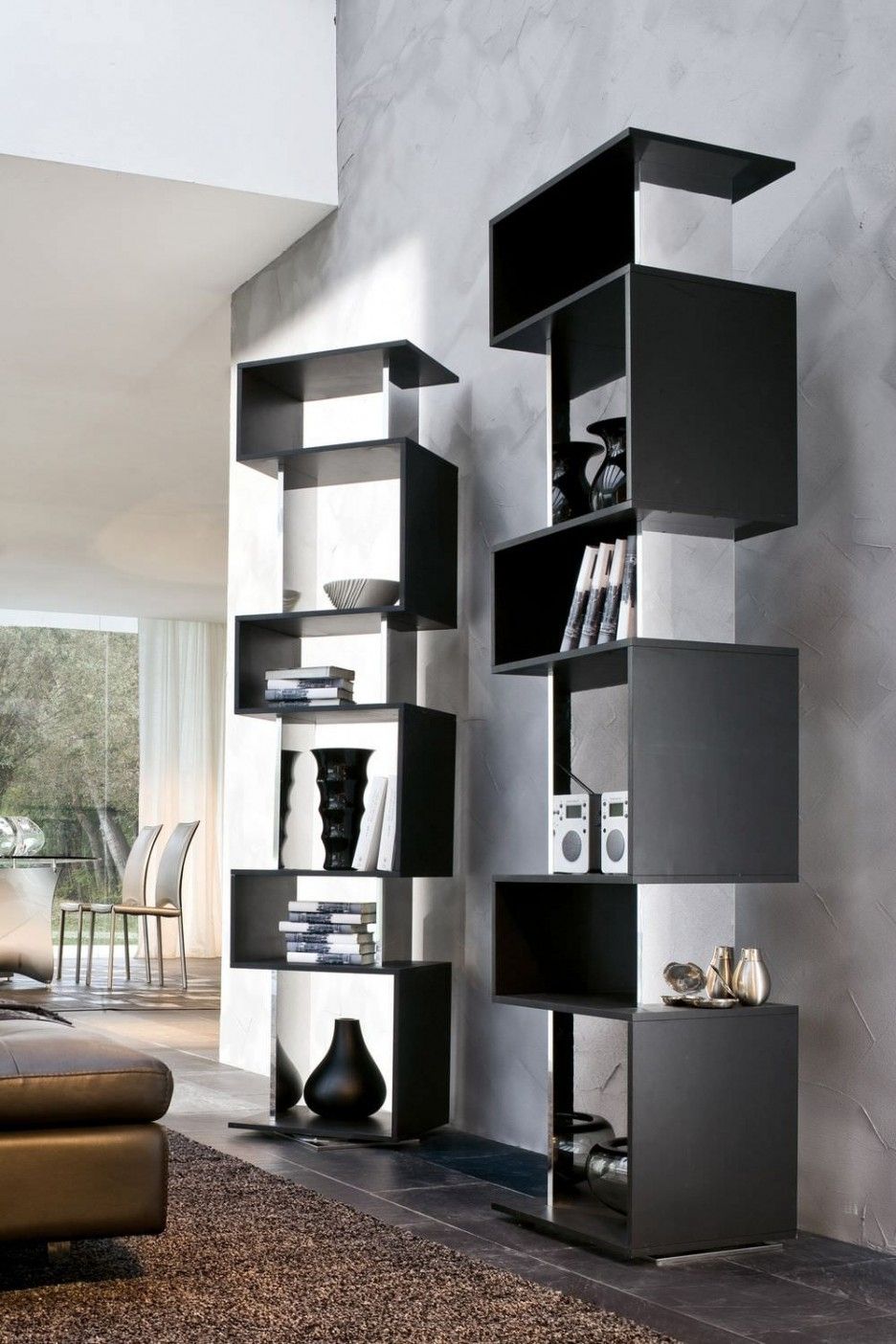 Furniture Modern Black Freestanding Bookshelf And Racks Wayne Intended For Free Standing Book Shelf (View 8 of 15)