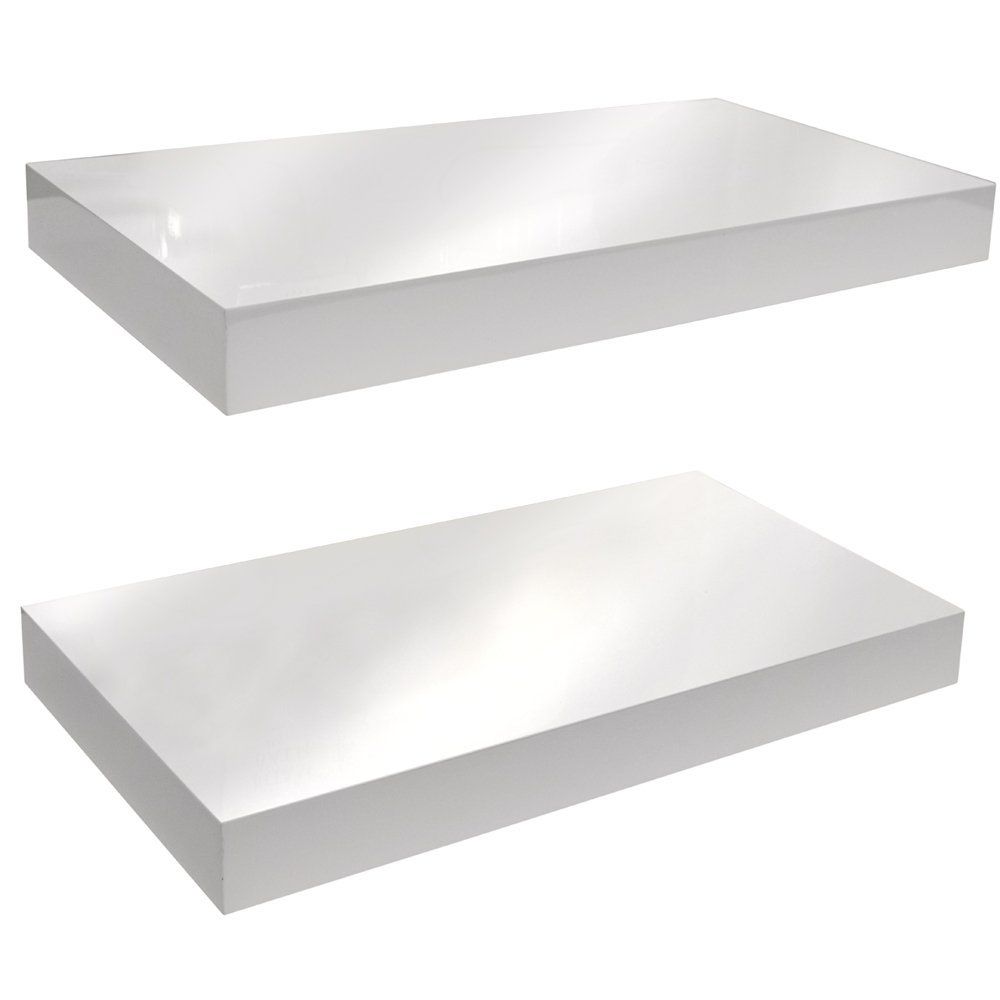 Gloss Wall Mounted 40cm Floating Shelf Pack Of Two Black Inside 40cm Floating Shelf (Photo 7 of 12)