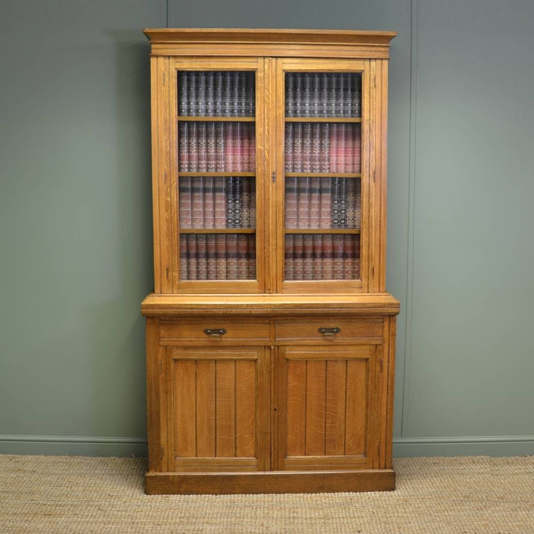 Golden Oak Antique Victorian Glazed Bookcase On Cupboard With Regard To Oak Glazed Bookcase (View 1 of 15)