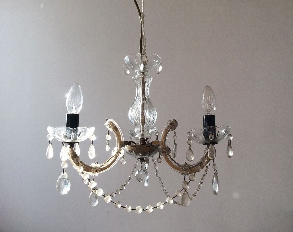 Gorgeous Vintage Glass Droplet Chandelier In Newcastle Tyne And Intended For Glass Droplet Chandelier (Photo 6 of 12)