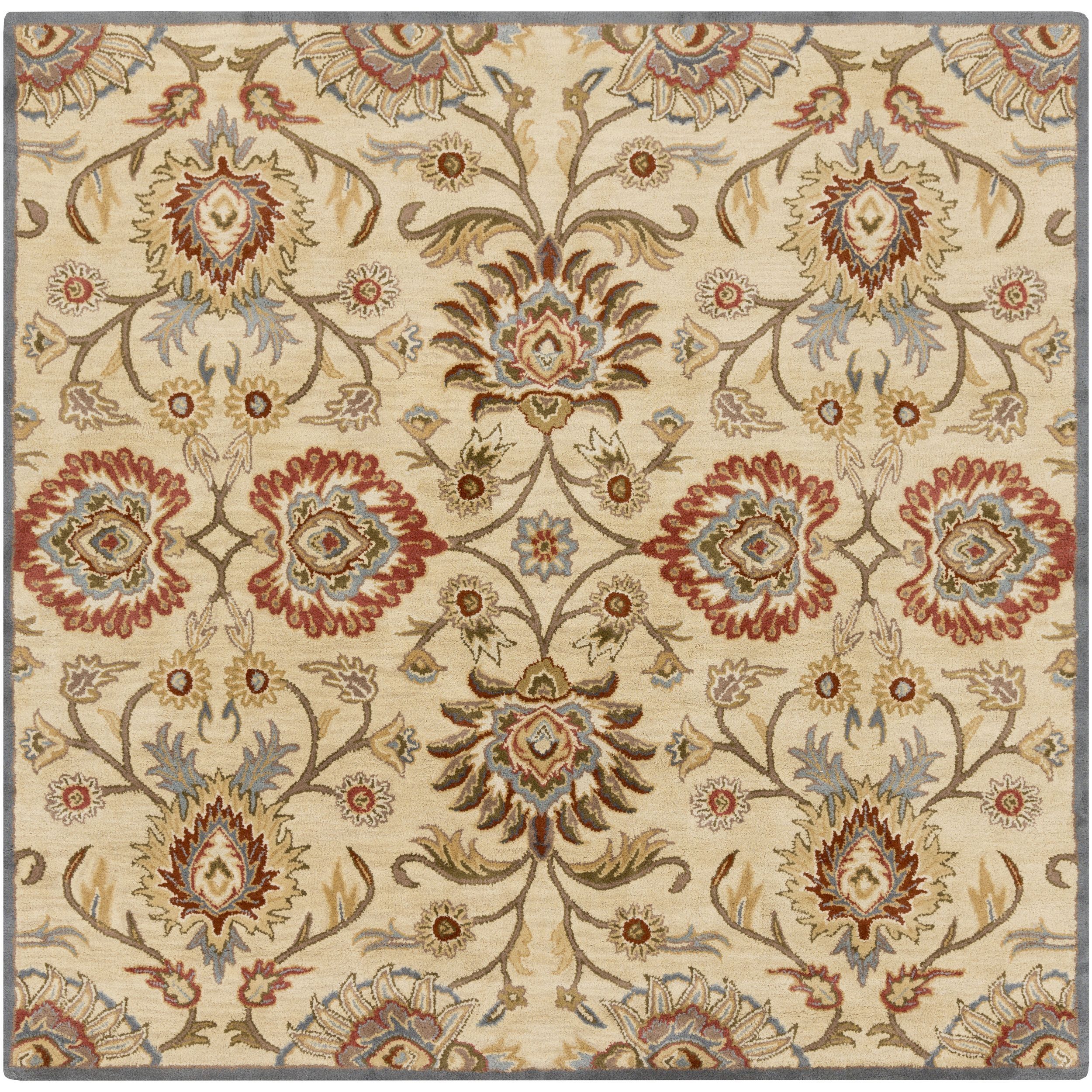 Hand Tufted Noah Traditional Wool Rug 99 Square Blue 99 Inside Traditional Wool Area Rugs (View 14 of 15)