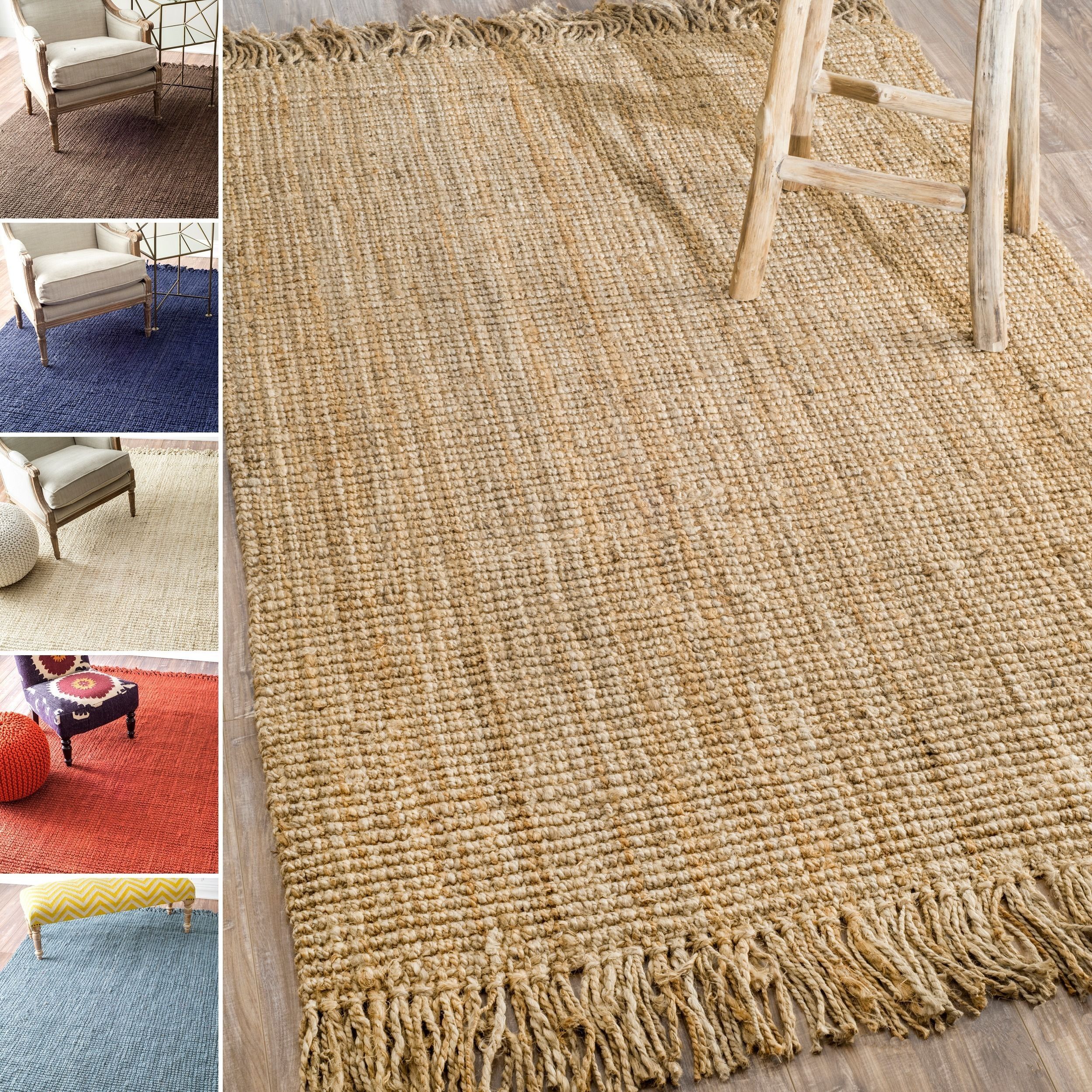 Handmade Braided Natural Jute Reversible Area Rug 76 X 96 I Intended For Natural Wool Area Rugs (Photo 197 of 264)