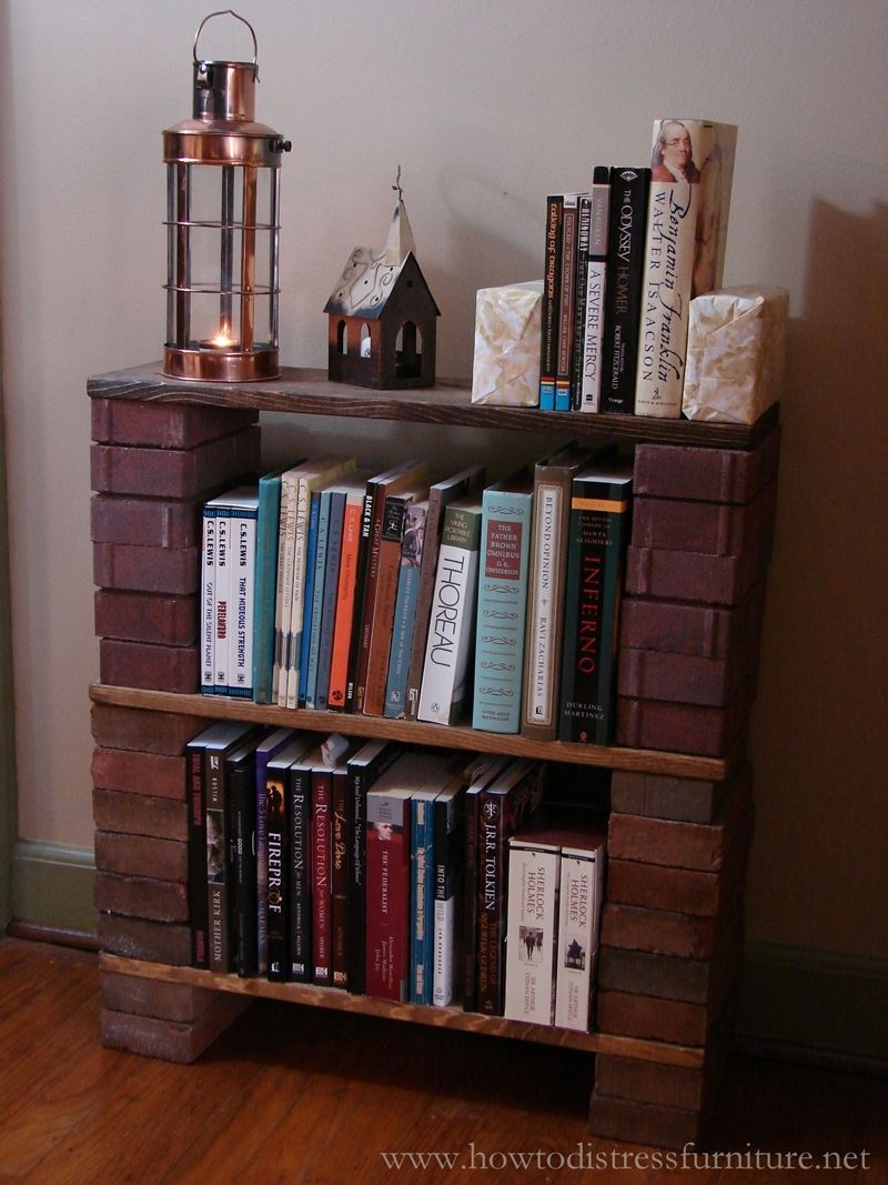 Handmade Brick Bookcase How To Distress Furniture Distressed Within Bookshelf Handmade (View 8 of 15)
