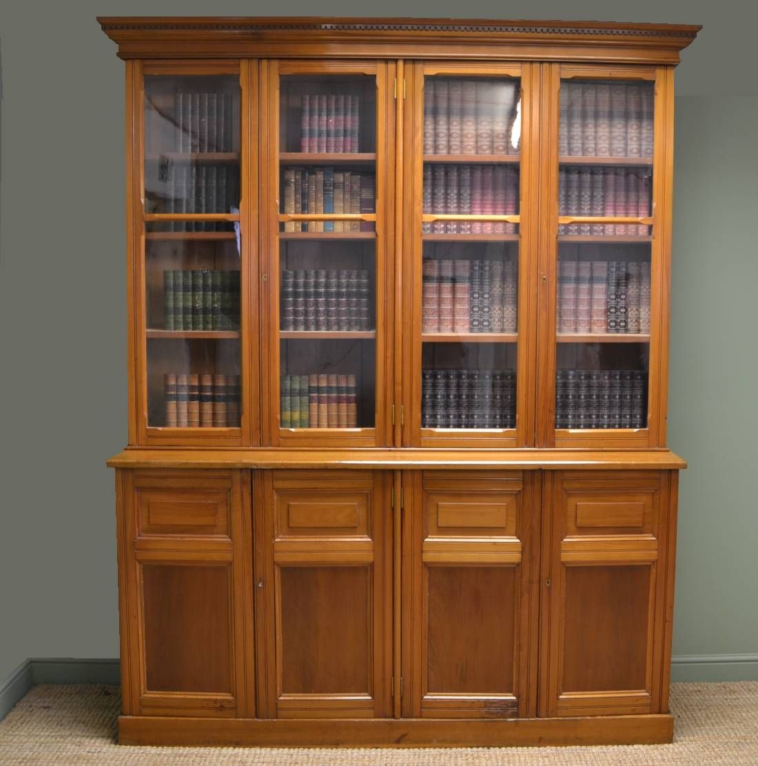 Huge Satin Walnut Antique Library Bookcase Dresser Antiques World Regarding Huge Bookcase (Photo 11 of 15)