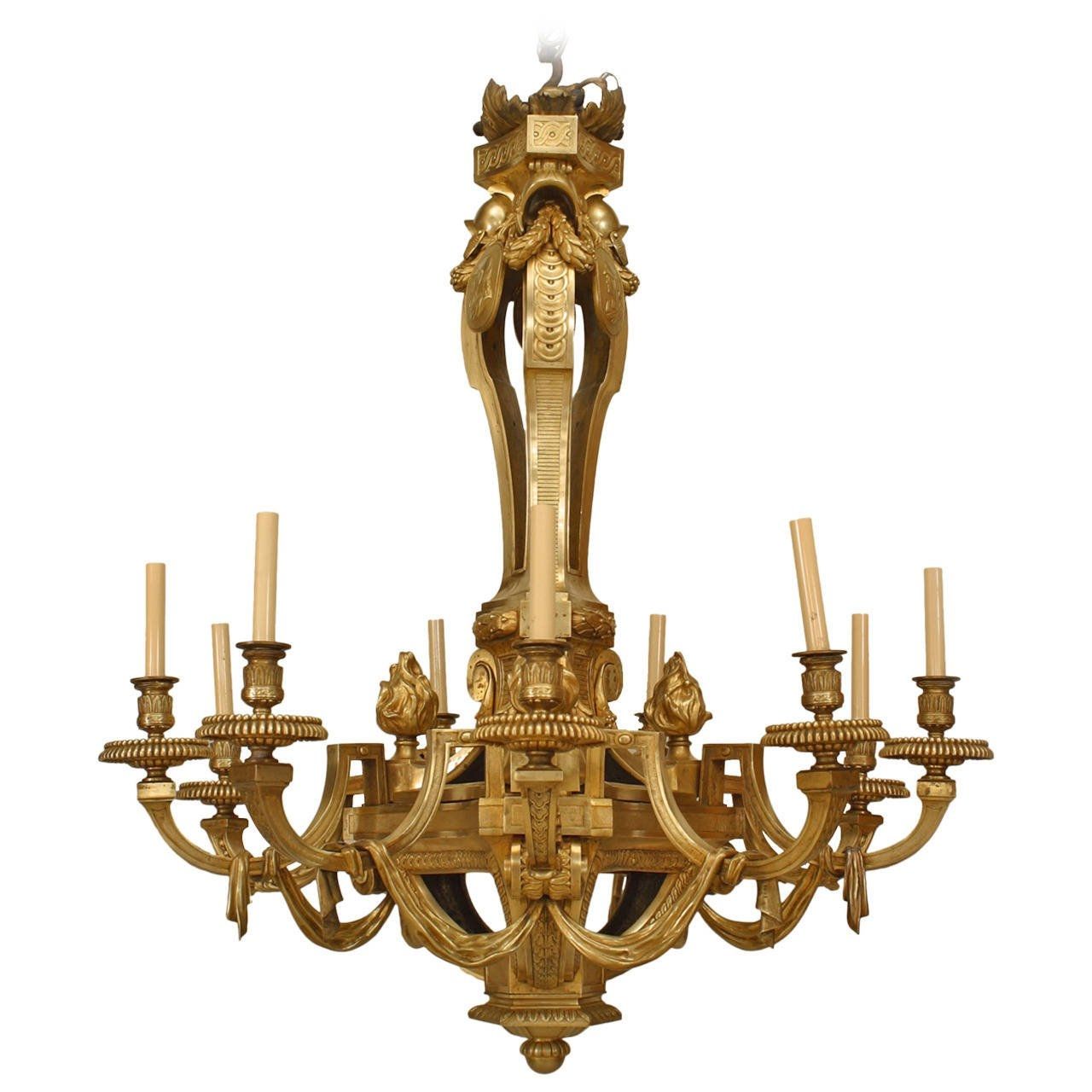 Important 19th Century French Louis Xvi Style Bronze Dor Twelve With French Bronze Chandelier (Photo 3 of 12)