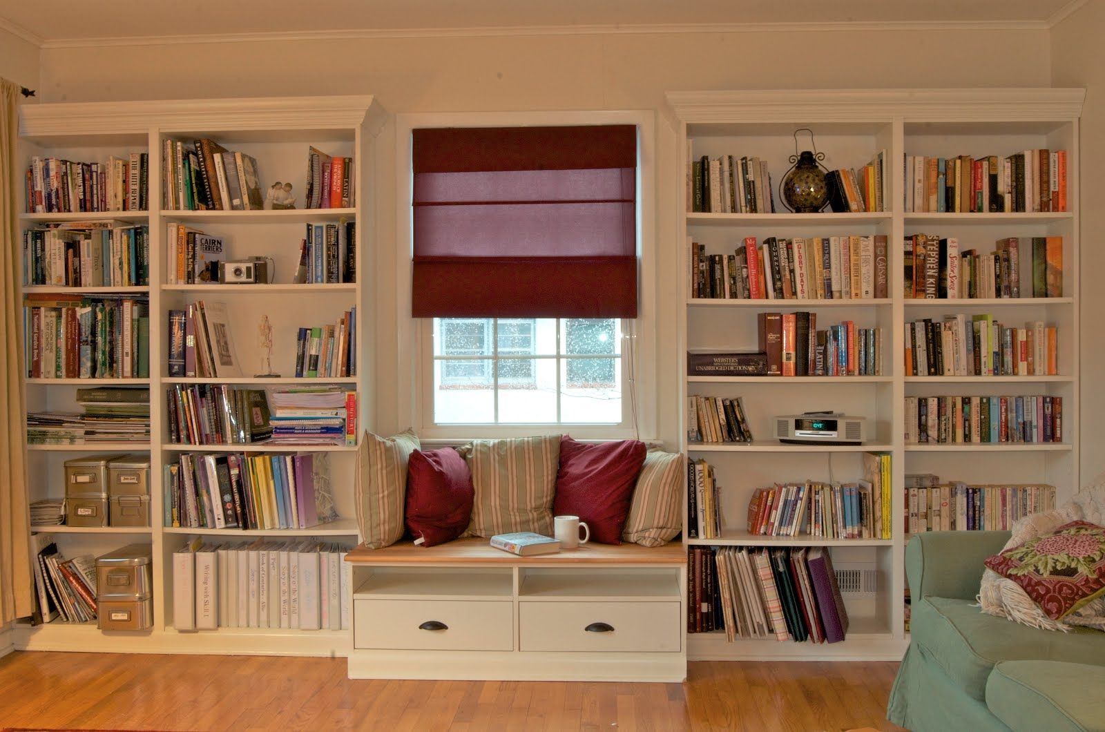 Interior Contemporary Style Home Library Decor With Open Built Intended For Built In Library Shelves (View 11 of 15)