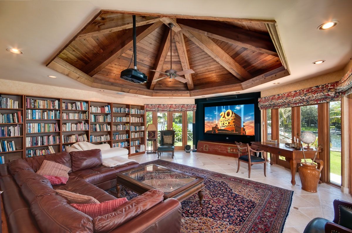 Interior Contemporary Style Home Library Decor With Open Built Regarding Built In Library Shelves (View 9 of 15)