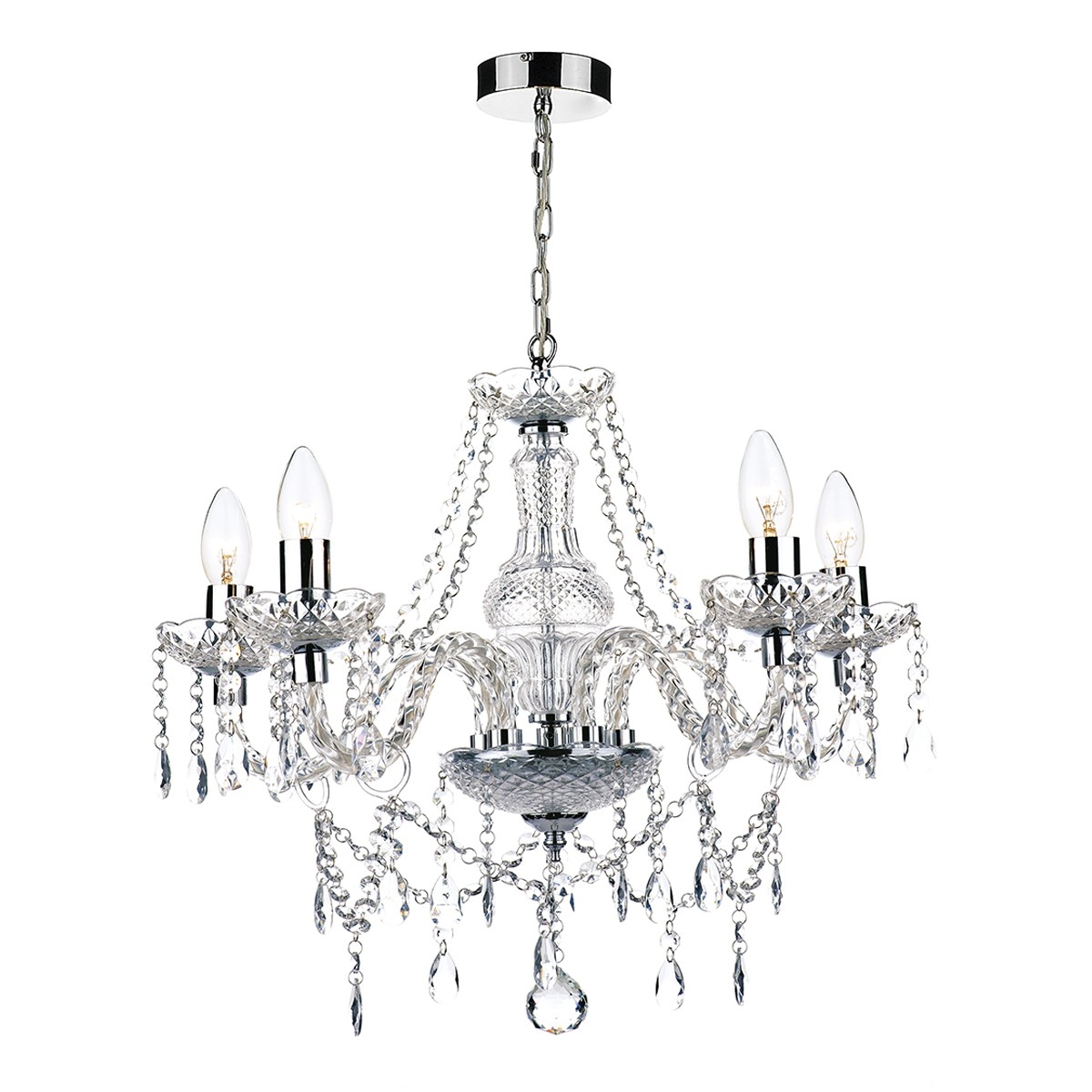 Katie 5 Light Chandelier Polished Chrome Acrylic Glass With Chrome And Glass Chandelier (Photo 1 of 12)