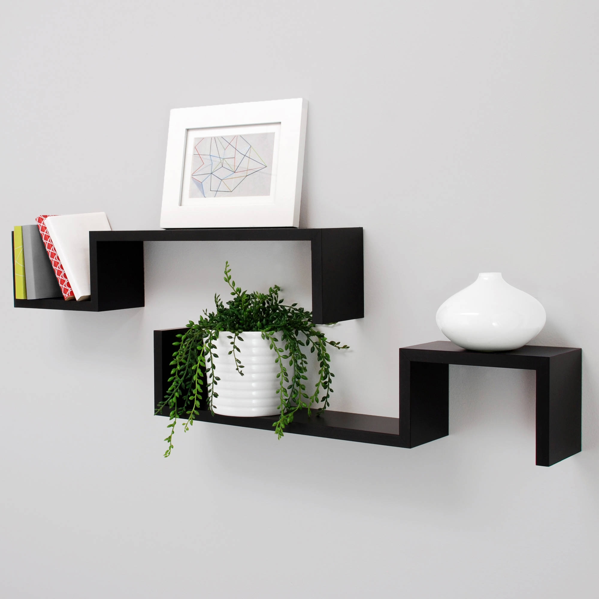 Kiera Grace Sila S 21 Wall Shelves Black Set Of 2 Walmart Within Wall Shelves (Photo 1 of 12)