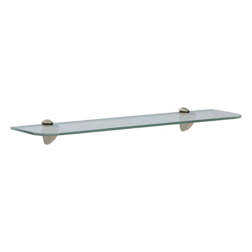 Knape Vogt 24 In W X 6 In D Wall Mounted Satin Nickel Glass Within Glass Wall Mount Shelves (View 8 of 12)