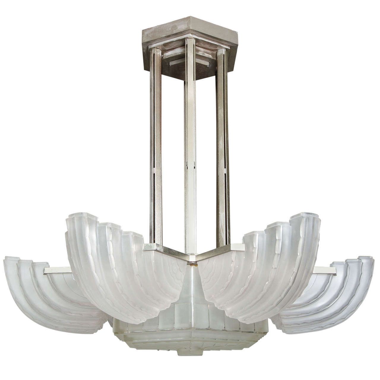 Large And Important Art Deco Chandelier Sabino Paul Stamati Within Large Art Deco Chandelier (View 3 of 12)