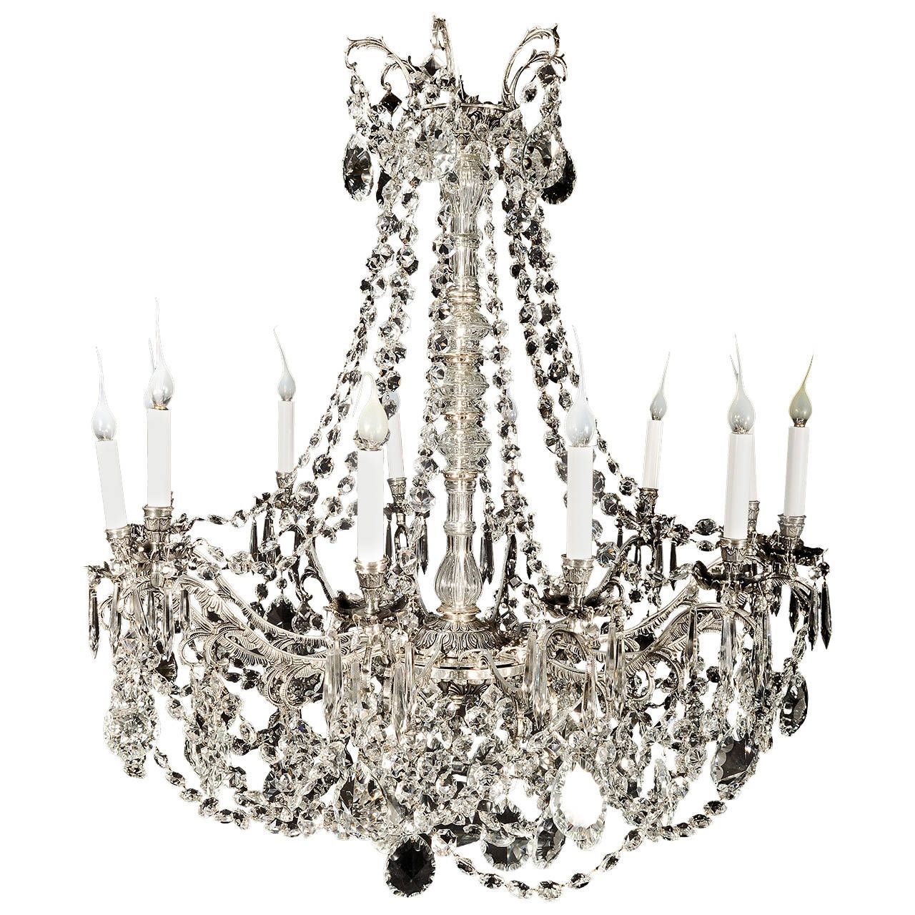 Large Antique French Louis Xvi Style Silvered Bronze And Cut In Large Bronze Chandelier (View 10 of 12)