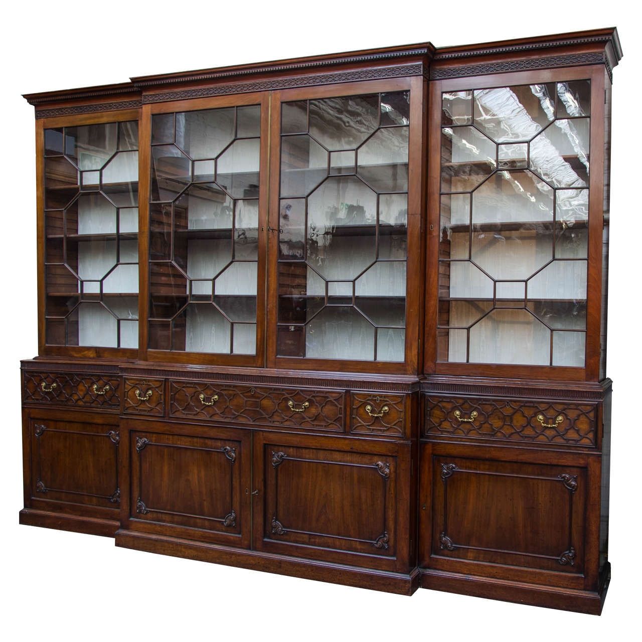 Mahogany Chippendale Period Breakfront Bookcase From A Unique Pertaining To Modern Breakfront (View 6 of 15)