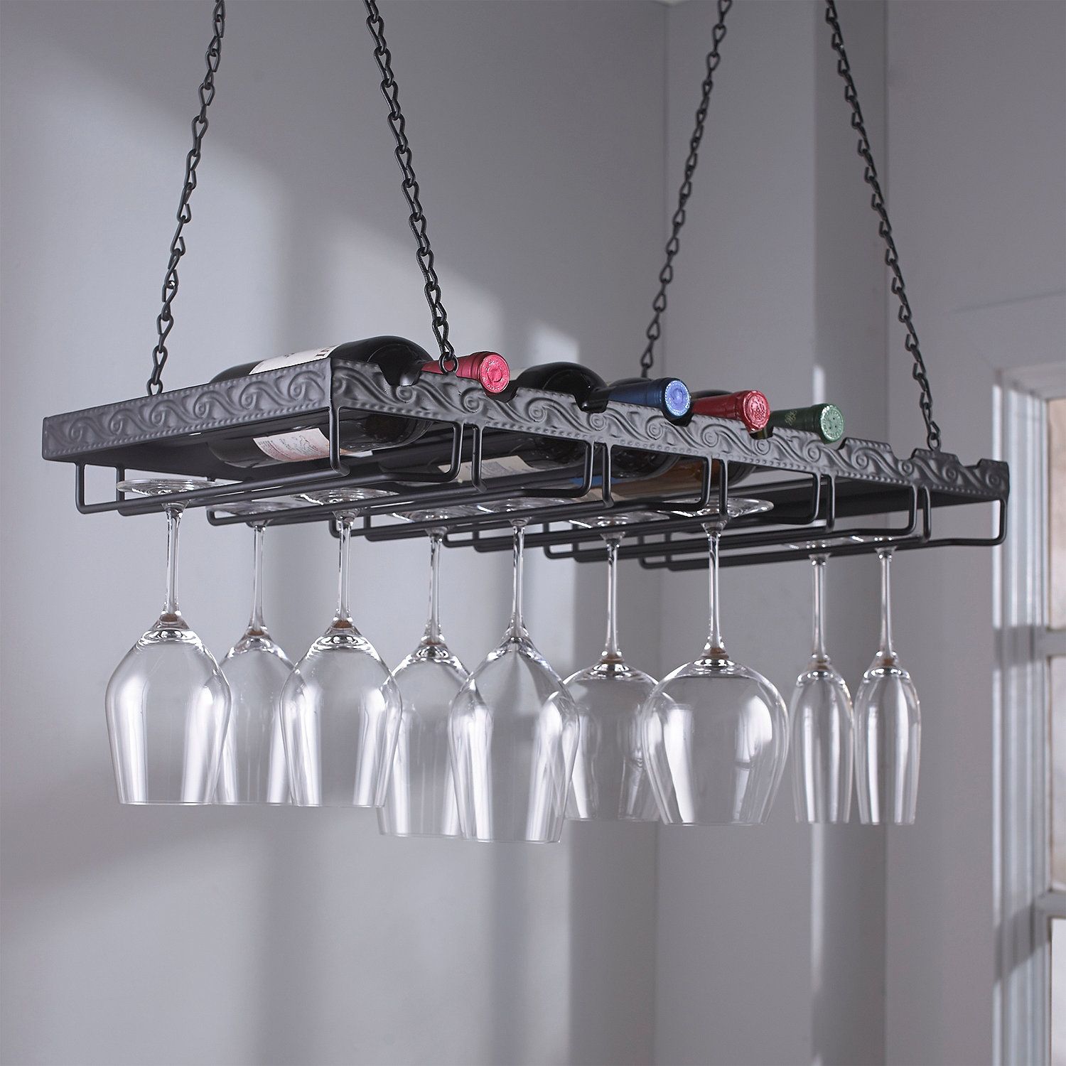 Metal Hanging Wine Glass Rack Hanging Wine Glass Rack Wine With Regard To Glass Suspension Shelves (Photo 15 of 15)