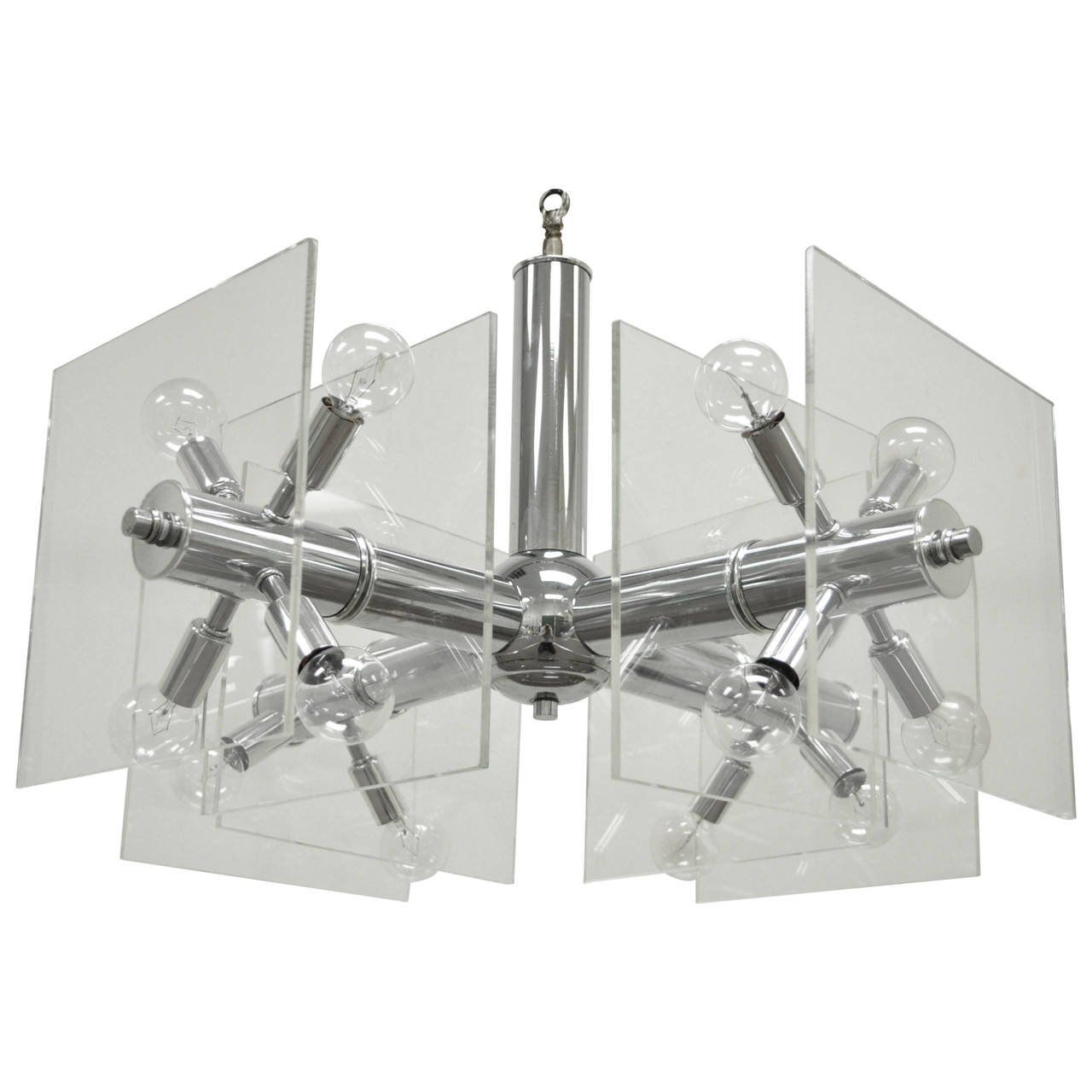 Mid Century Modern Chrome And Lucite Sputnik Orb Chandelier For Pertaining To Modern Chrome Chandelier (View 9 of 12)