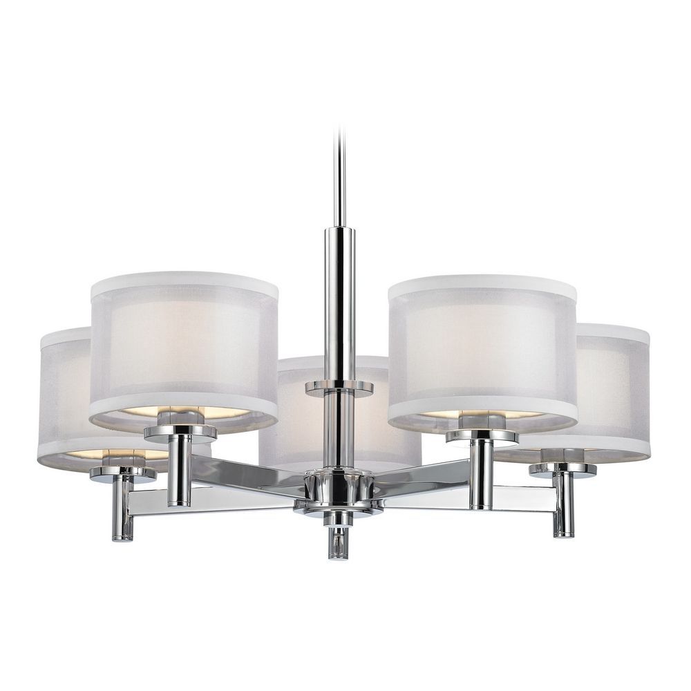 Modern Chandelier With White Shades In Chrome Finish 1270 26 In Modern Chrome Chandelier (View 4 of 12)