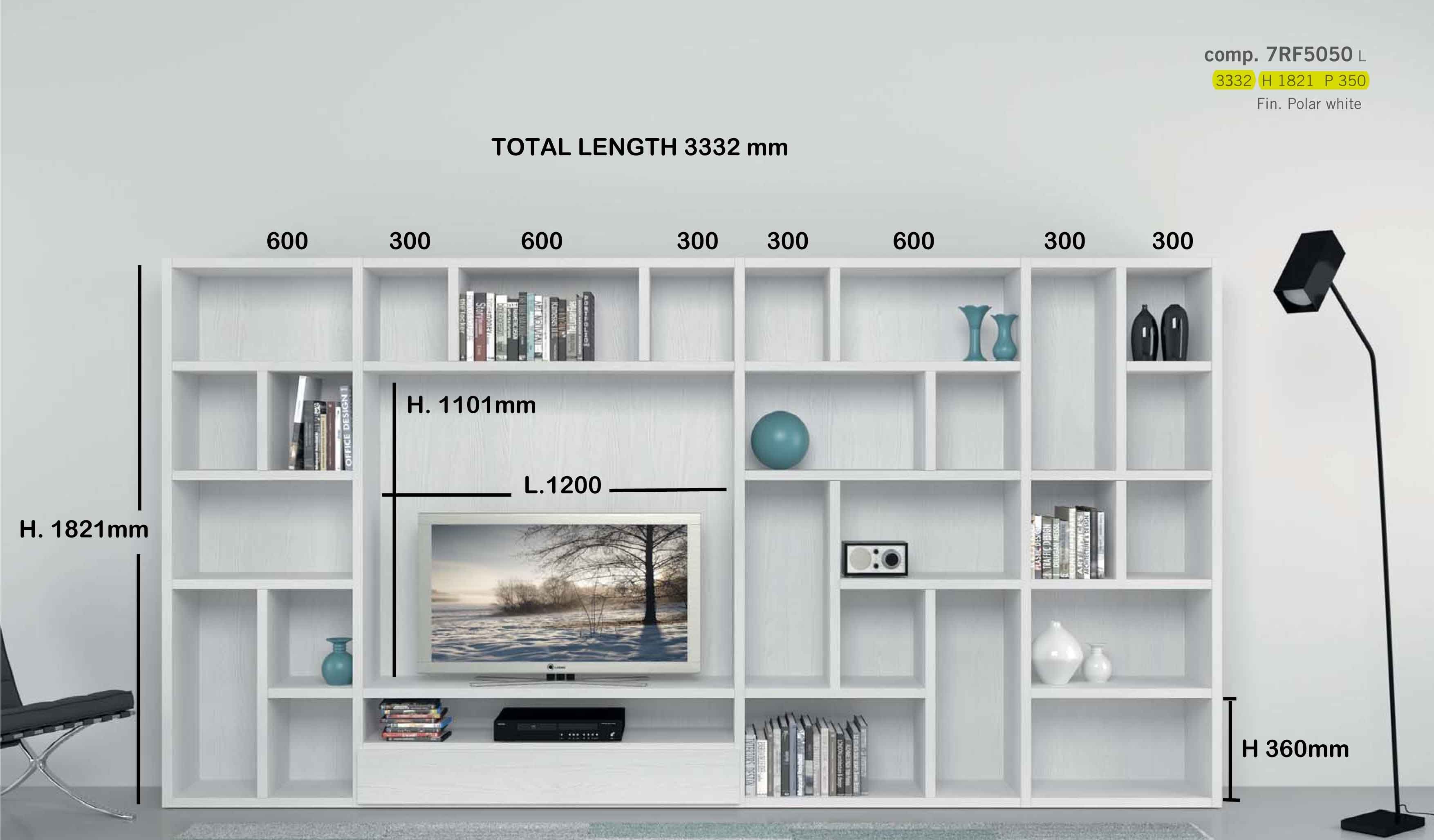 Modern Italian Tv Unitlibrary Poral Mobilstella L 3332 H For Tv And Bookcase Units (View 14 of 15)