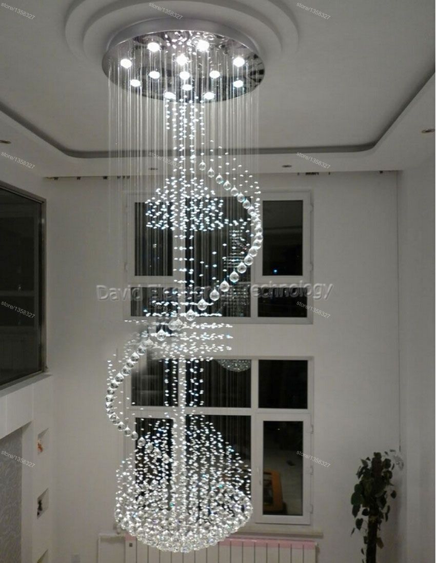 Modern Led Long Big Spiral Staircase Crystal Chandeliers Light With Regard To Long Hanging Chandeliers (View 7 of 12)