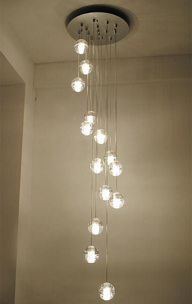 Modern Stairwell Led Chandelier Lighting Large Bubble Crystal Ball Throughout Modern Light Chandelier (Photo 6 of 12)