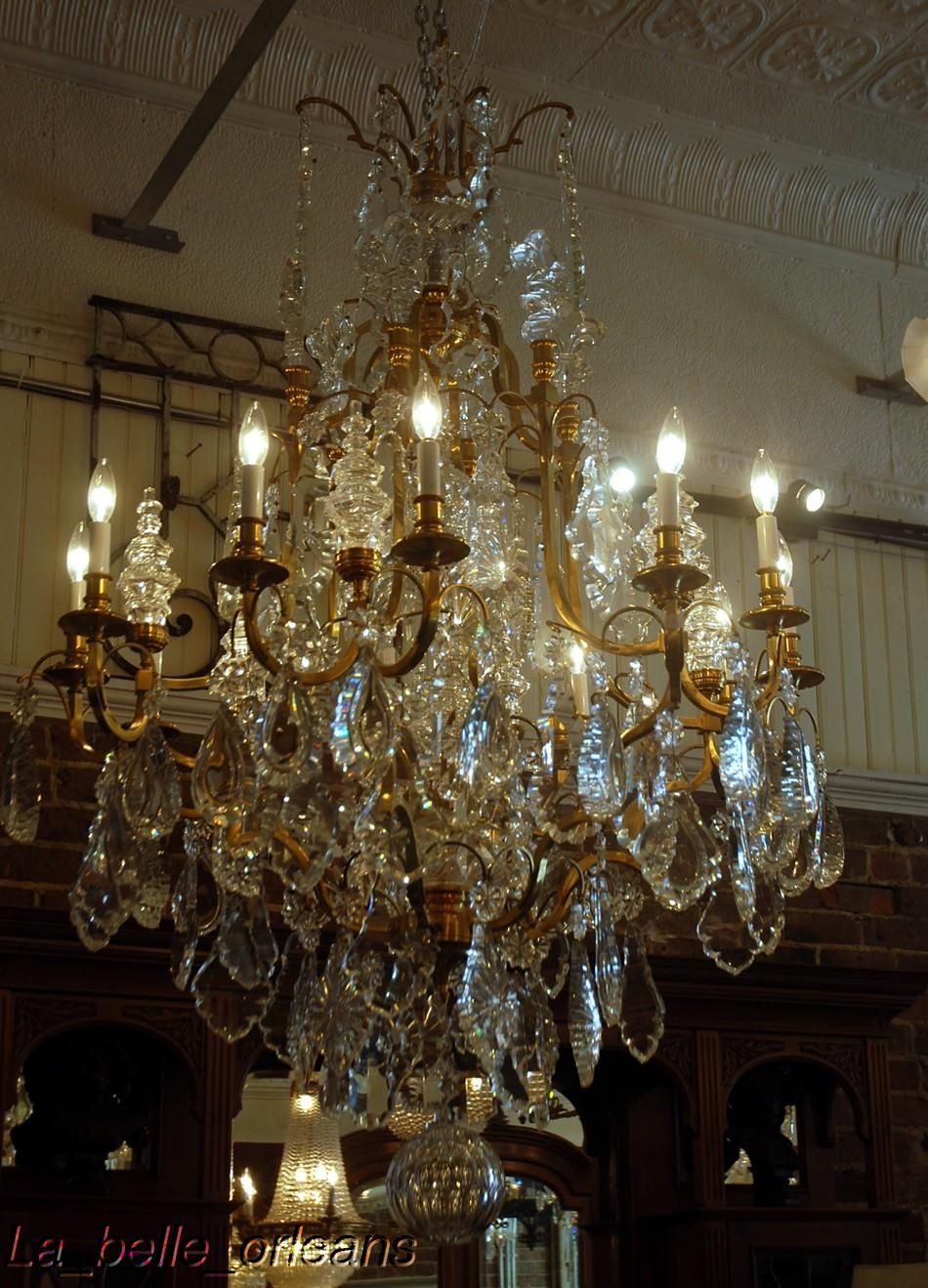 Monumental Pair French Crystal Bronze Chandeliers For Sale With Regard To French Crystal Chandeliers (Photo 11 of 12)