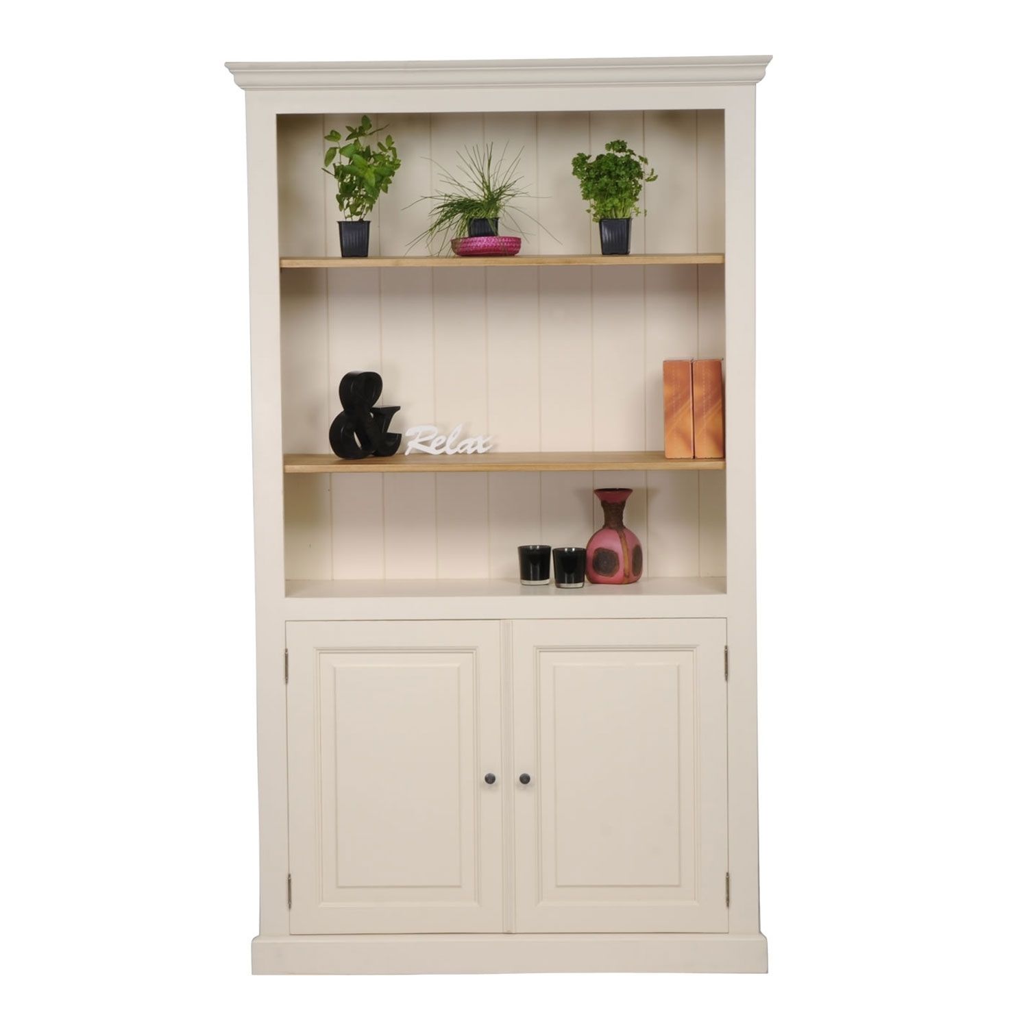 Mottisfont Painted 2 Door Bookcase Oak Furniture Solutions Within Painted Oak Bookcase (Photo 9 of 15)