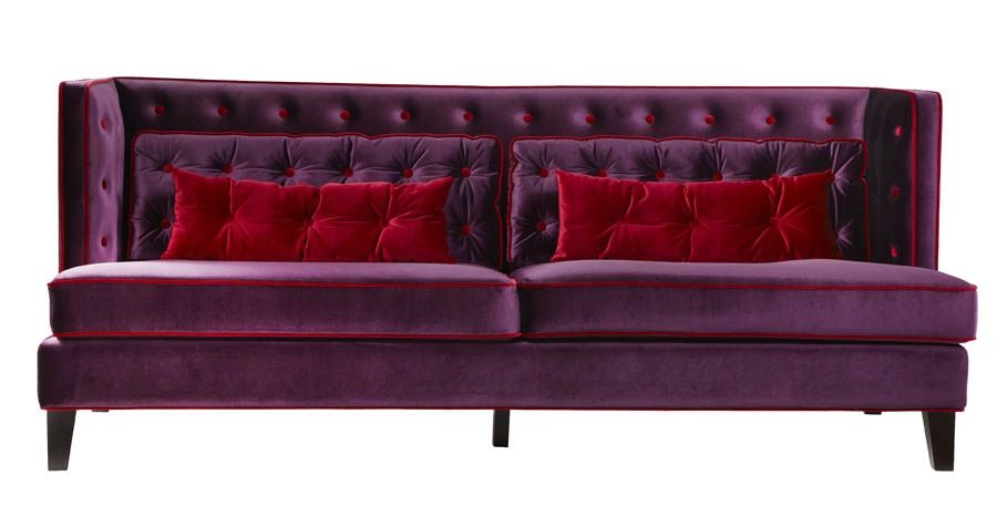 Moulin Sofa Velvet Purple With Red Piping Lc21573pu Decor Intended For Velvet Purple Sofas (View 13 of 15)