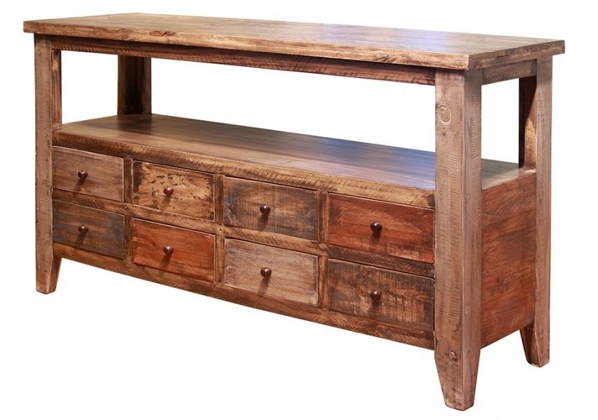 Multicolor 8 Drawer Sofa Table Throughout Sofa Table Drawers (Photo 5 of 15)