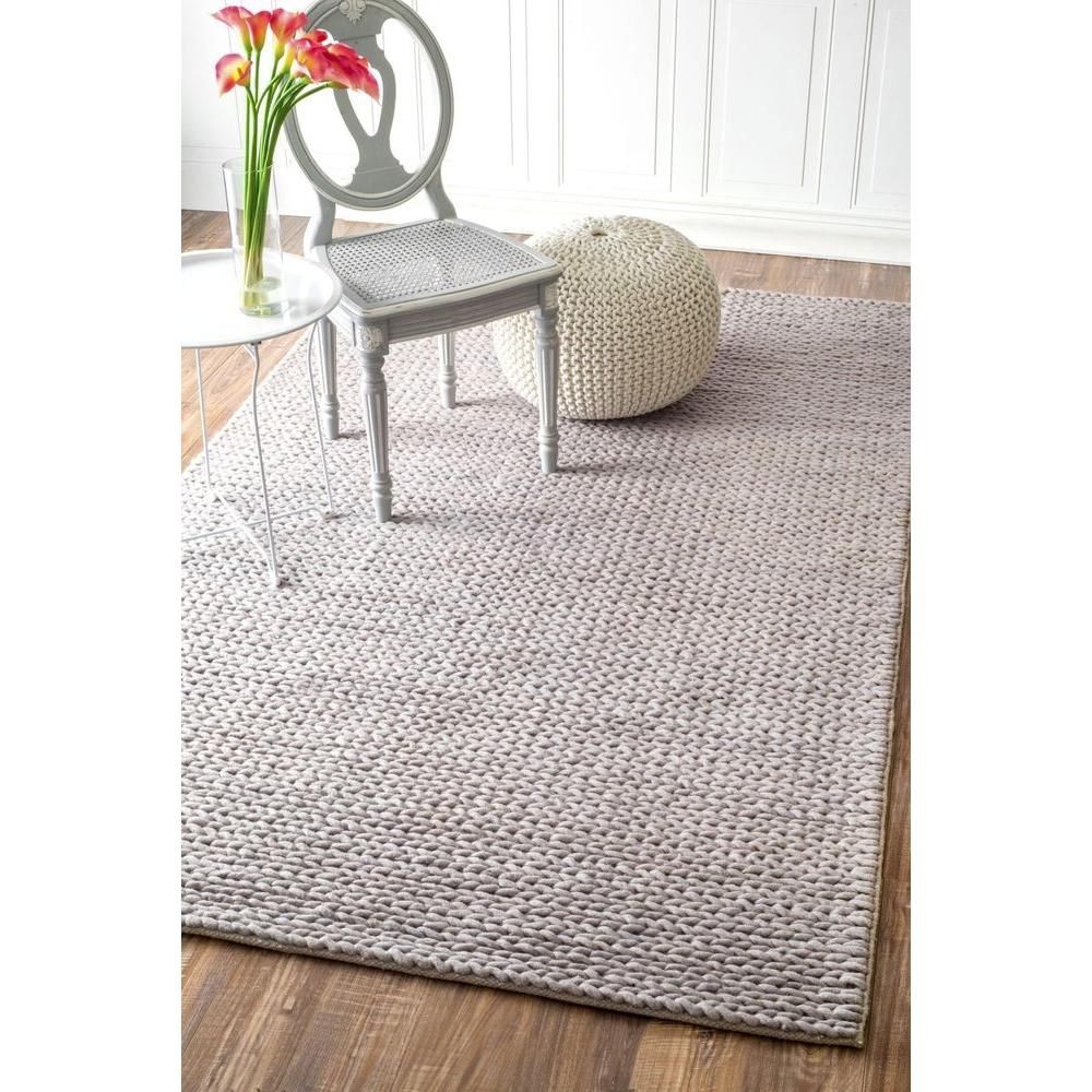Nuloom Chunky Woolen Cable Light Grey 6 Ft X 9 Ft Area Rug Cb01d For Wool Braided Area Rugs (Photo 177 of 264)