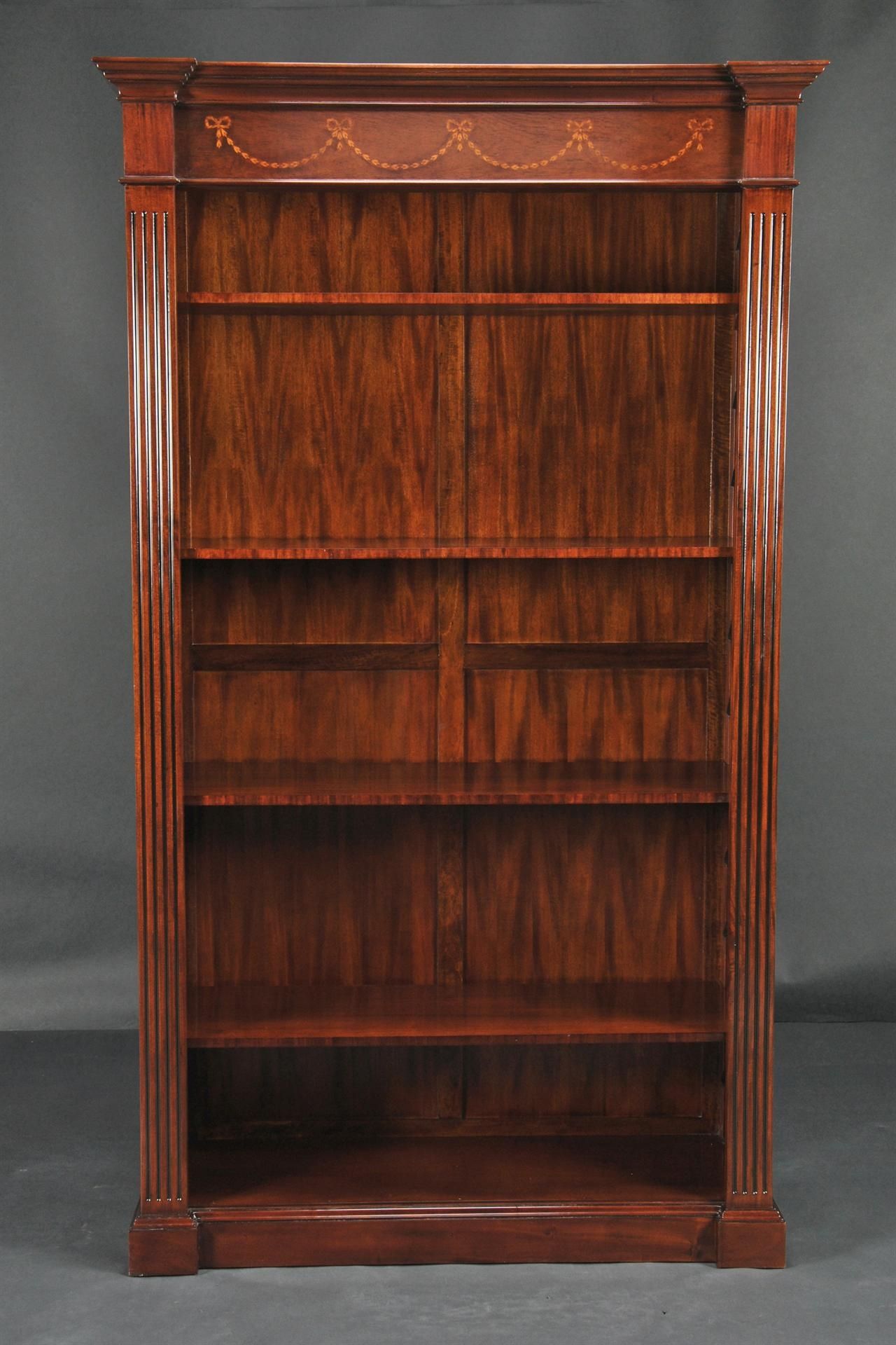 Open And Inlaid Mahogany Bookcase Pertaining To Mahogany Bookcase (Photo 2 of 15)