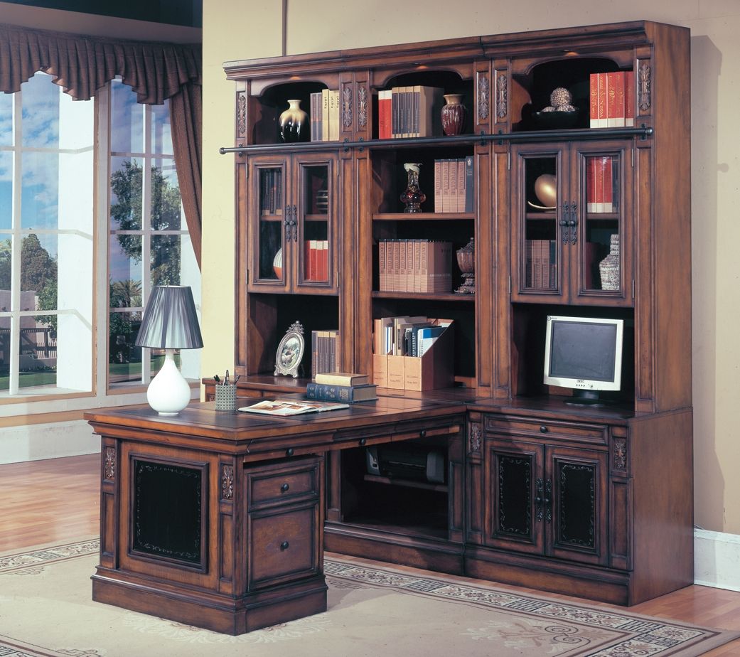 Parker House Davinci Home Office Library Wall Unit With Desk In Inside Home Library Wall Units (Photo 8 of 15)