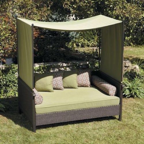 Patio Sofa Bed Wicker Canopy Gazebo Cover Couch Pool Side Within Outdoor Sofas With Canopy (Photo 8 of 15)