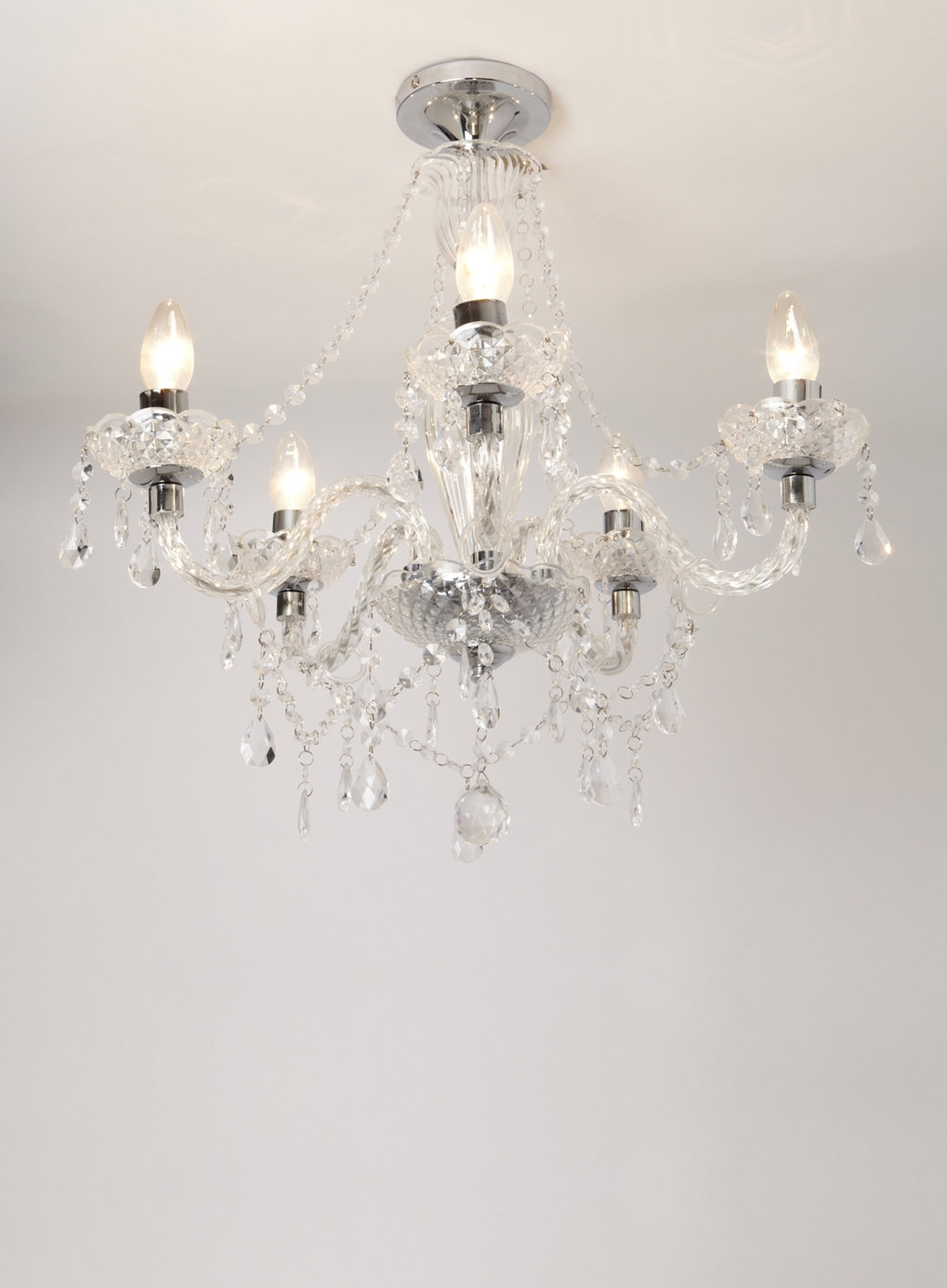 Photo 1 Of Chrome Bryony 5 Light Semi Flush Chandelier Tbd89 Inside Flush Chandelier (Photo 1 of 12)