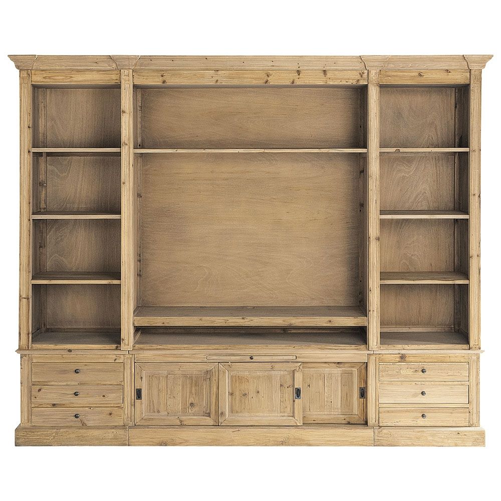 Recycled Solid Wood Tv Unit Bookcase W 264cm Passy Trabalhos For Tv Unit Bookcase (Photo 9 of 15)