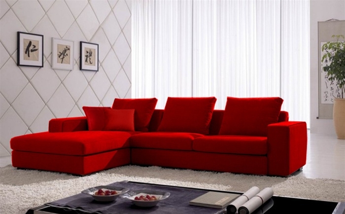 Featured Photo of 2024 Popular Red Microfiber Sectional Sofas