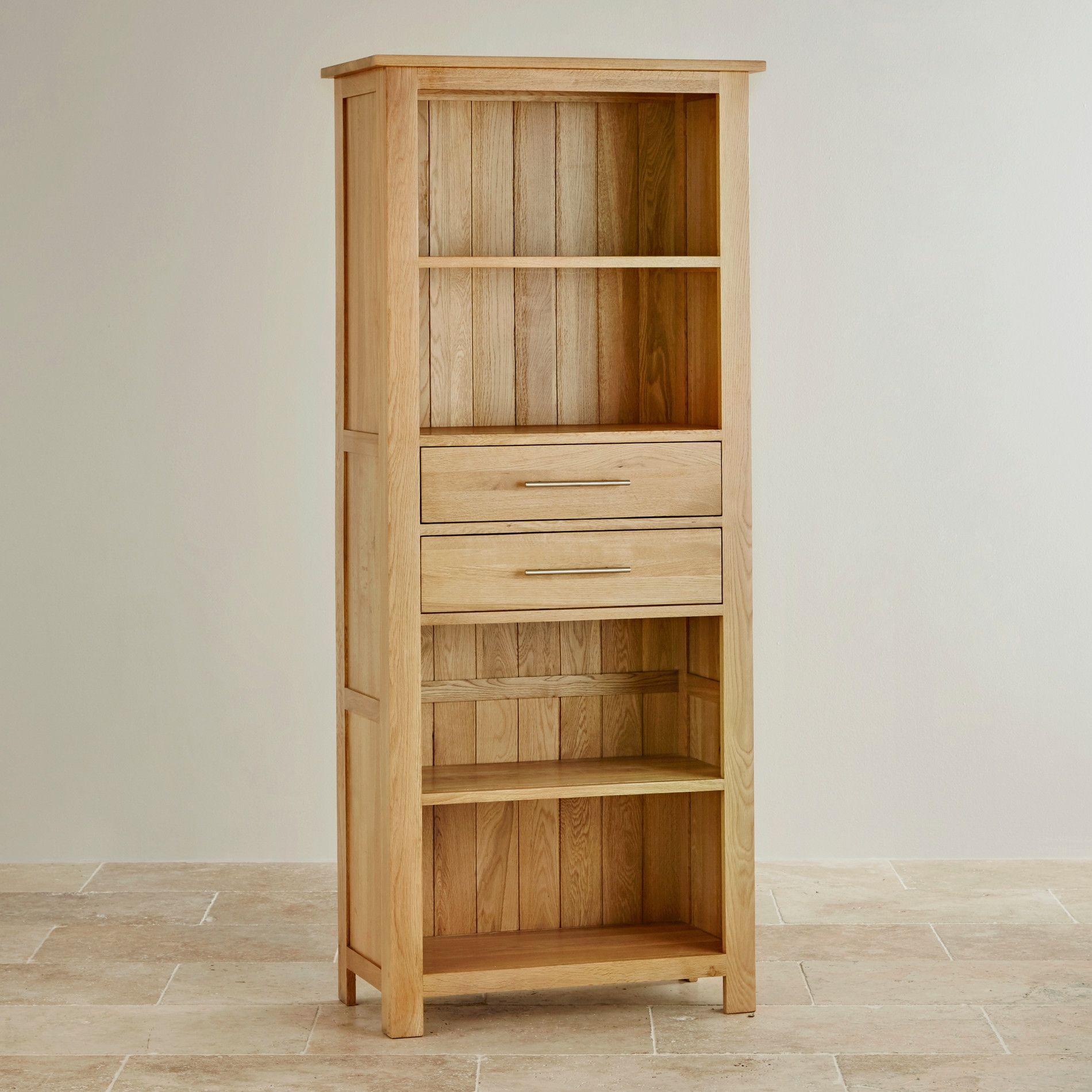 Rivermead Natural Solid Oak Tall Bookcase Traditional Shelves Pertaining To Solid Oak Shelves (View 6 of 15)